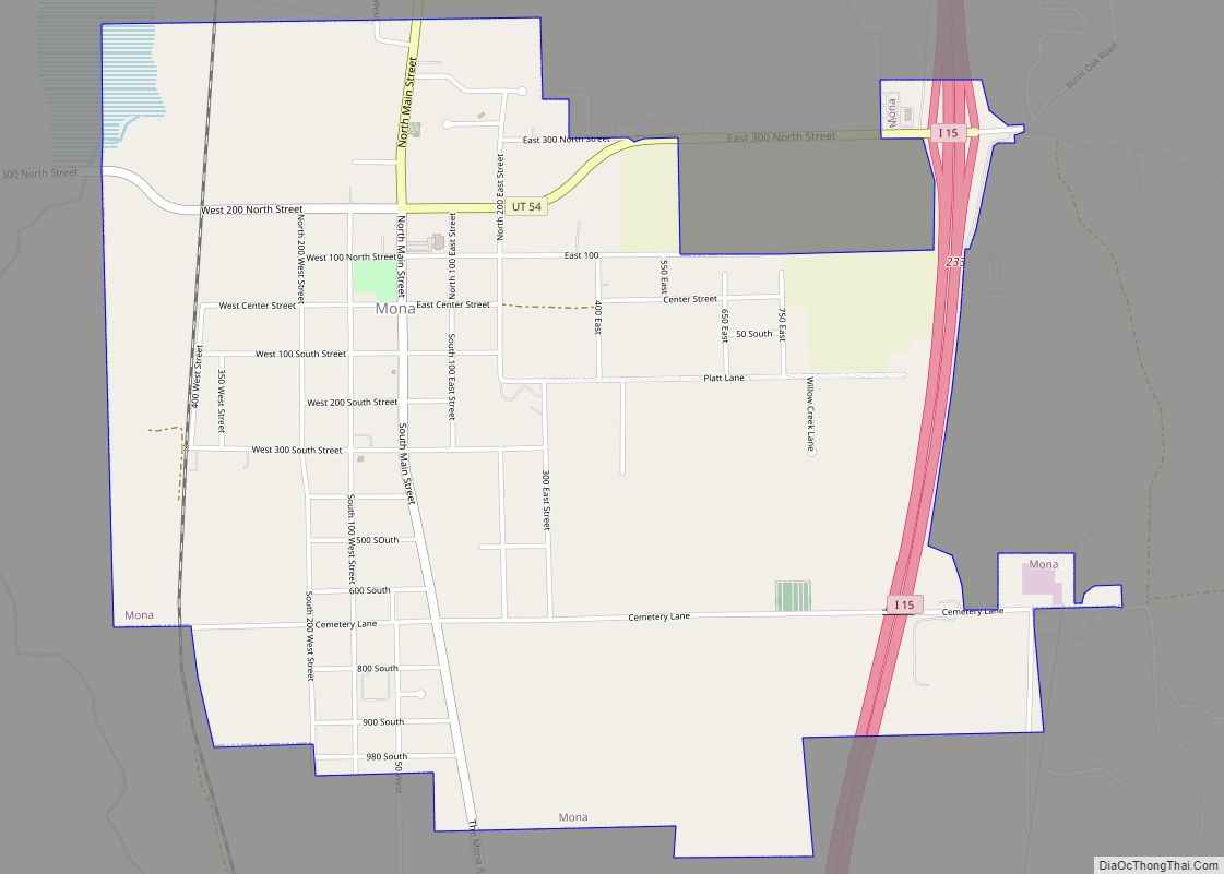 Map of Mona city, Utah