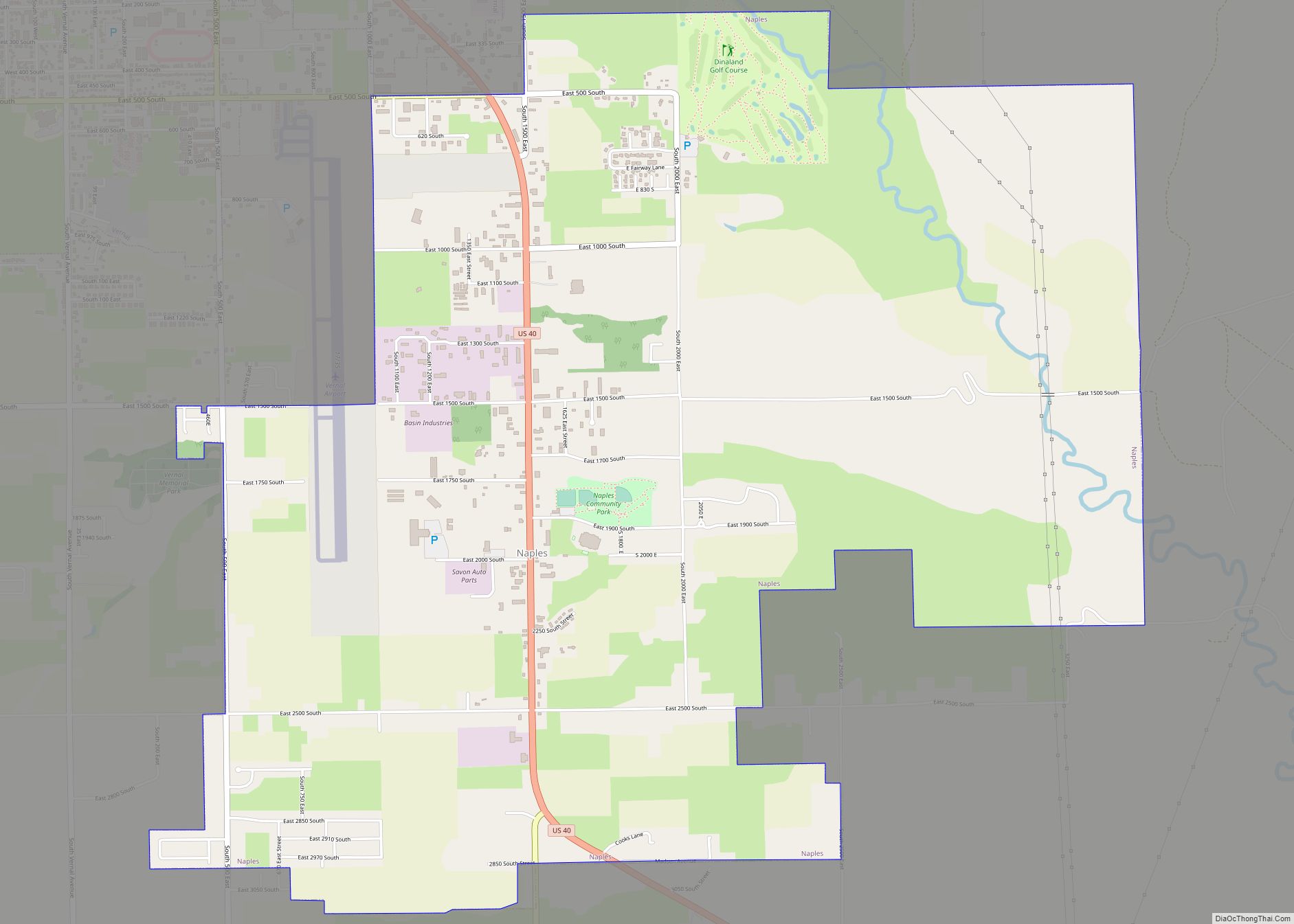 Map of Naples city, Utah