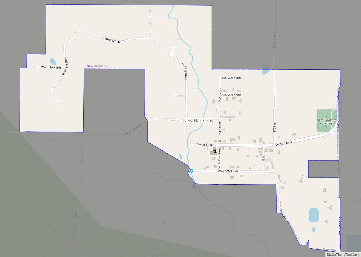 Map of New Harmony town, Utah
