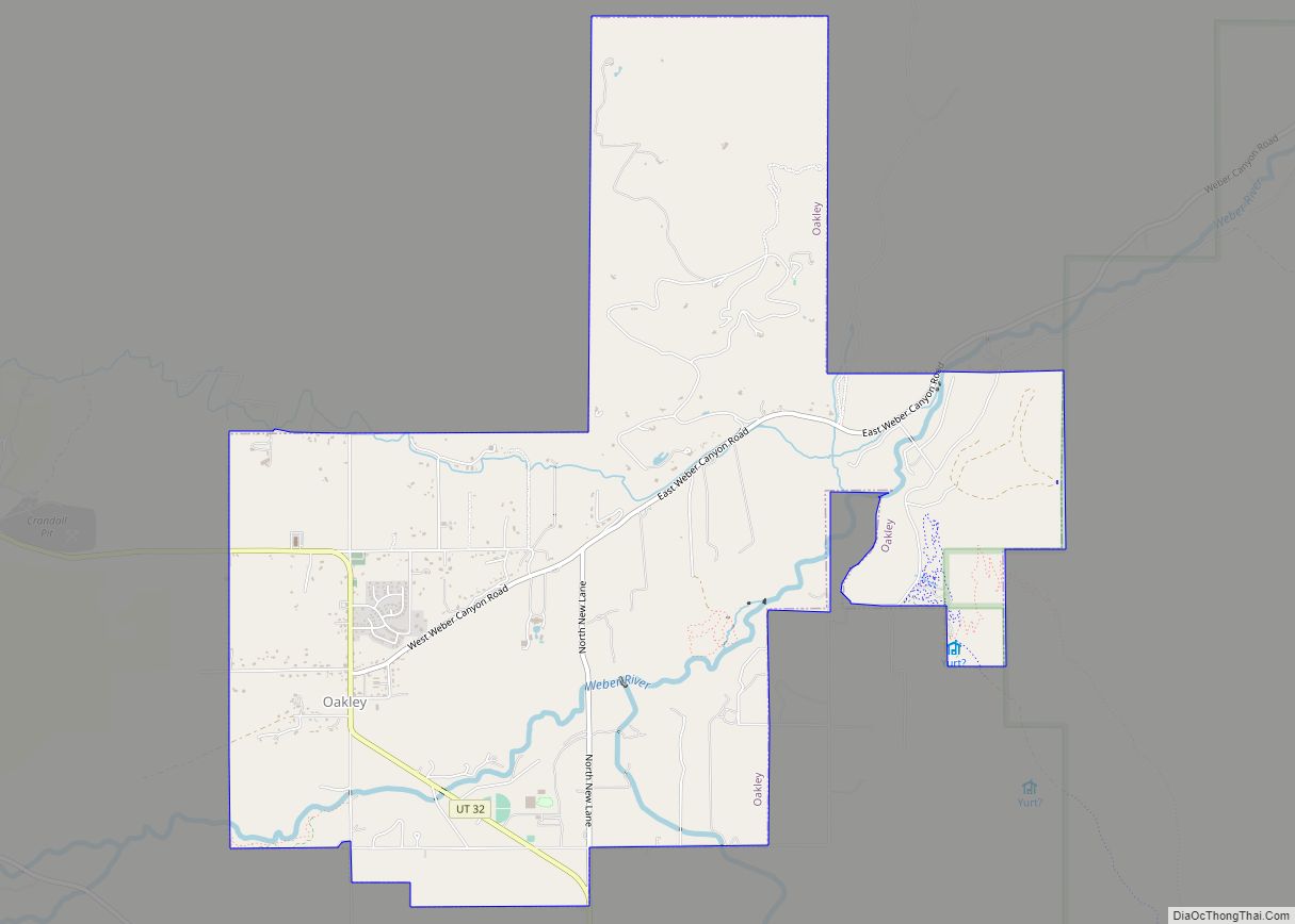 Map of Oakley city, Utah
