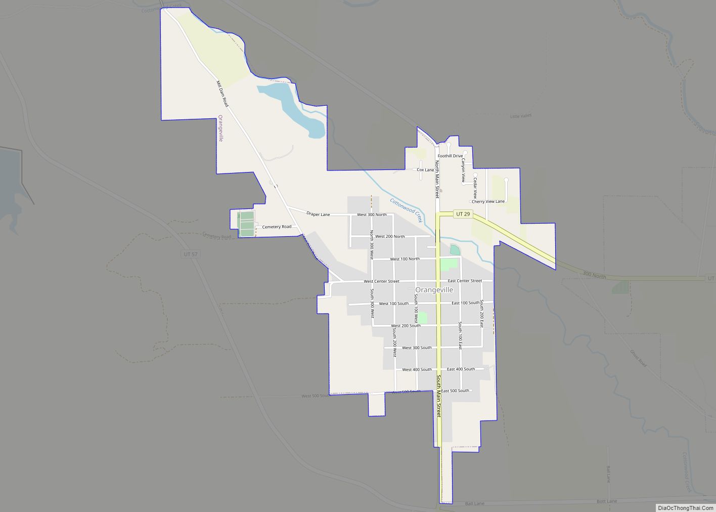 Map of Orangeville city, Utah