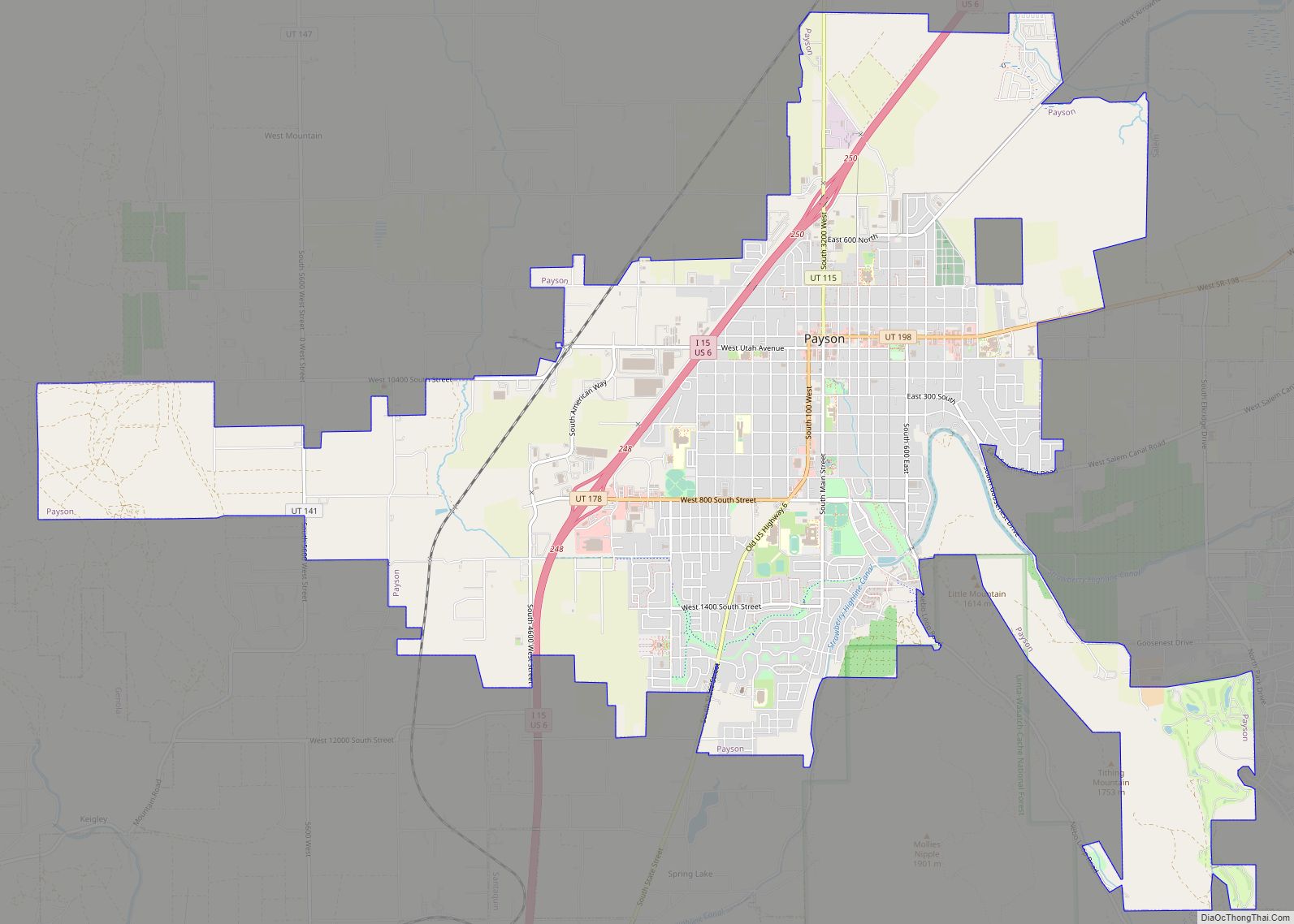 Map of Payson city, Utah