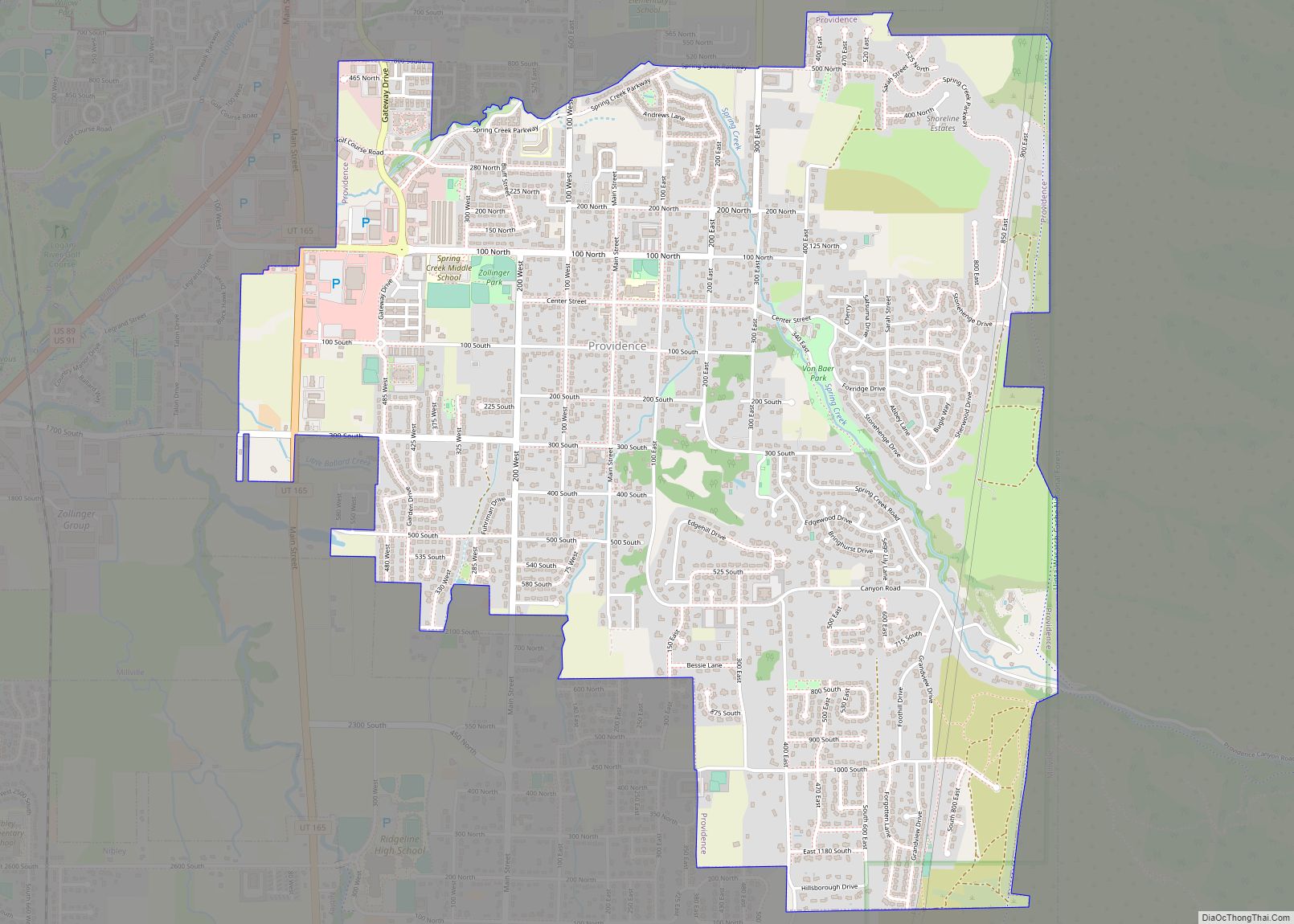 Map of Providence city, Utah