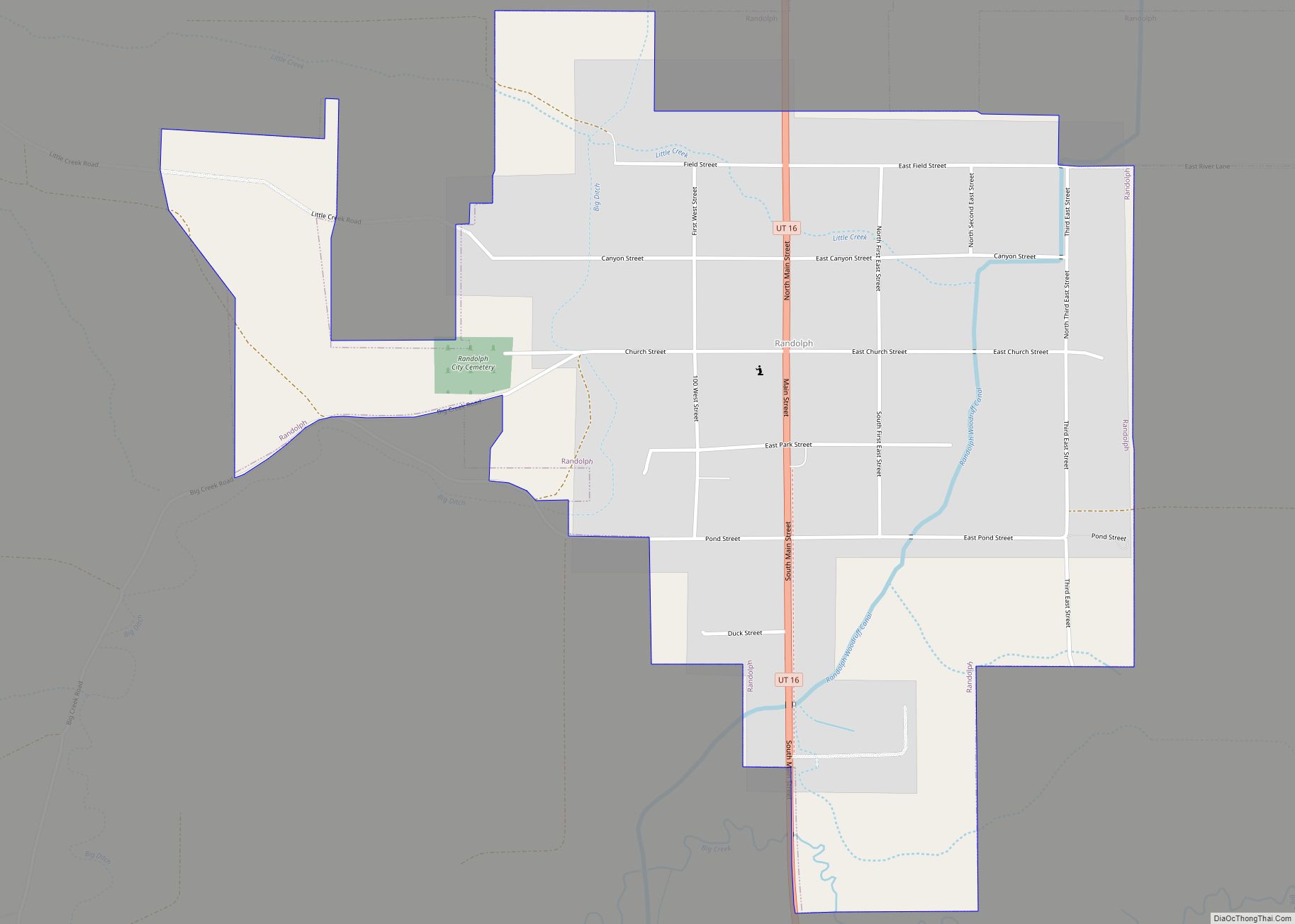 Map of Randolph town, Utah