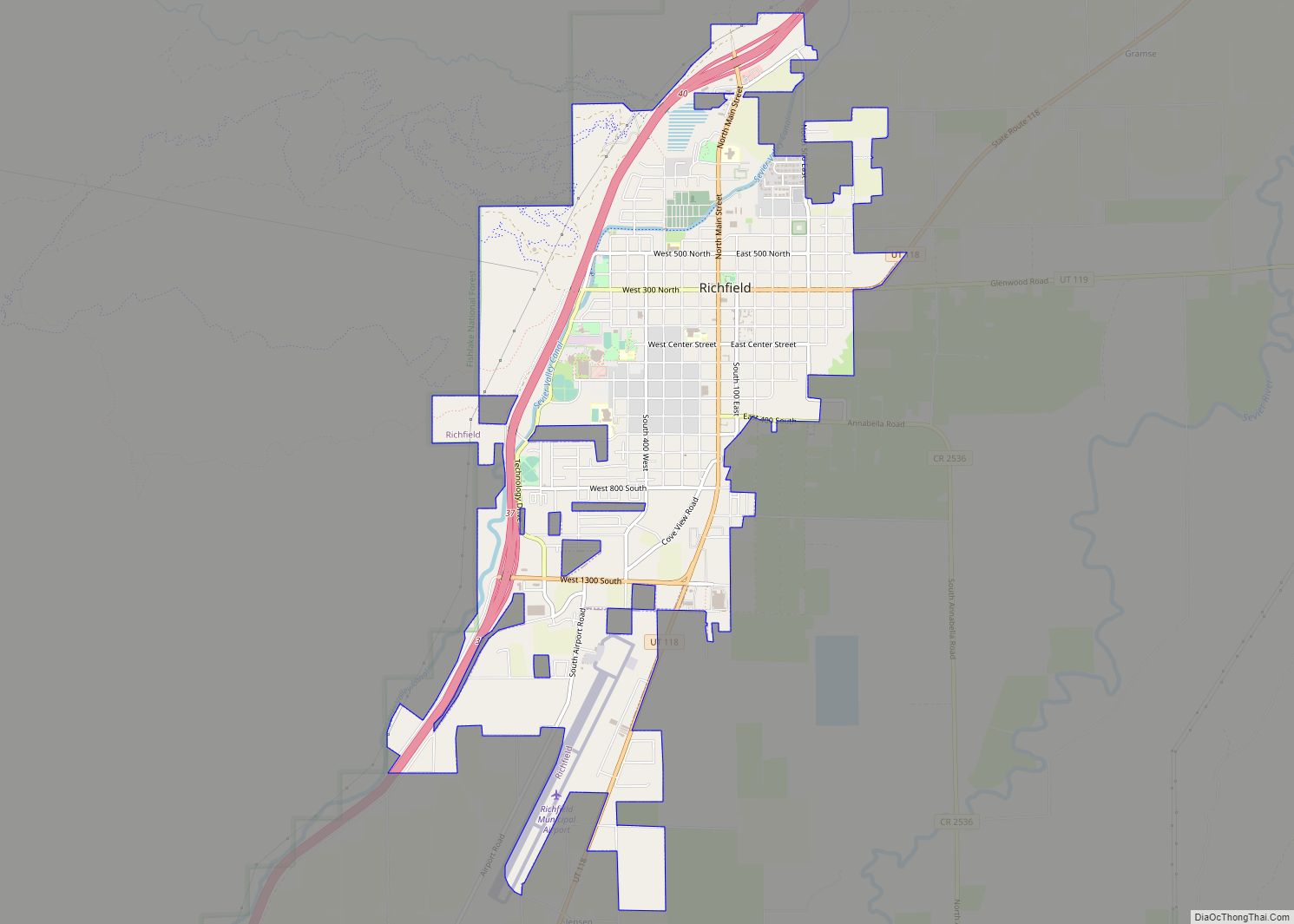 Map of Richfield city, Utah