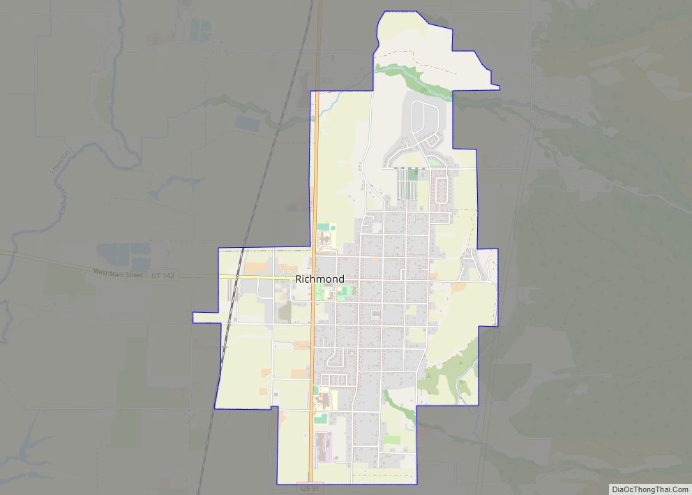 Map of Richmond city, Utah