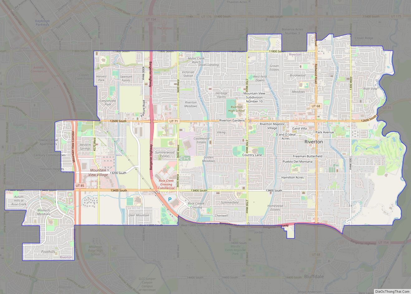 Map of Riverton city, Utah