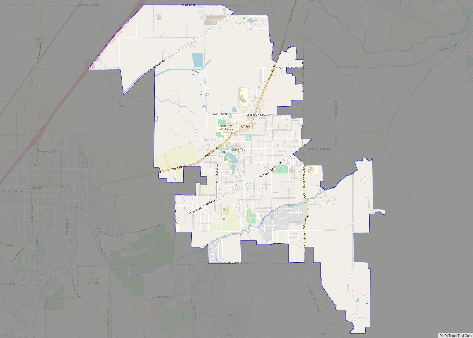 Map of Salem city, Utah