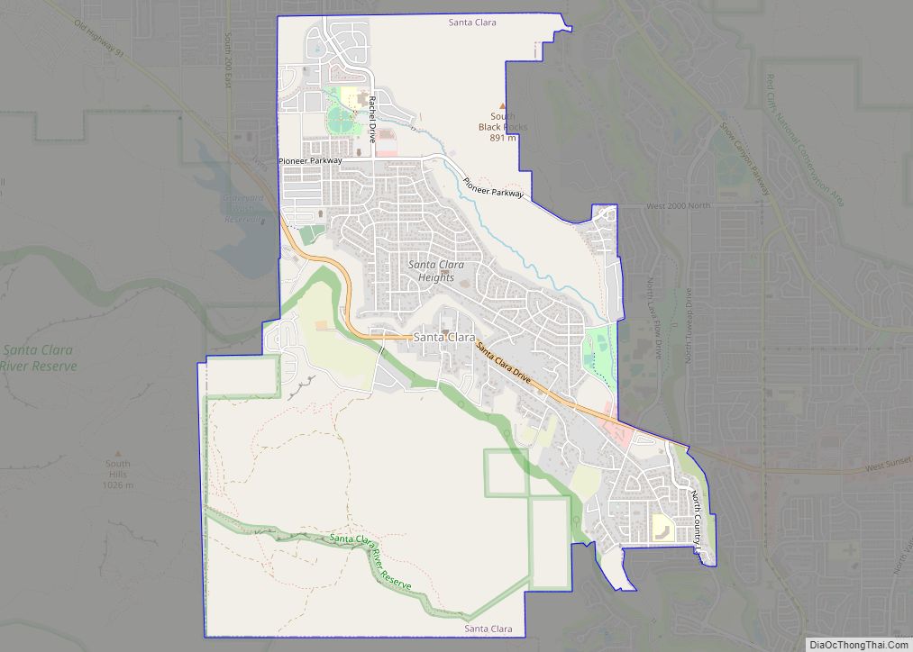 Map of Santa Clara city, Utah