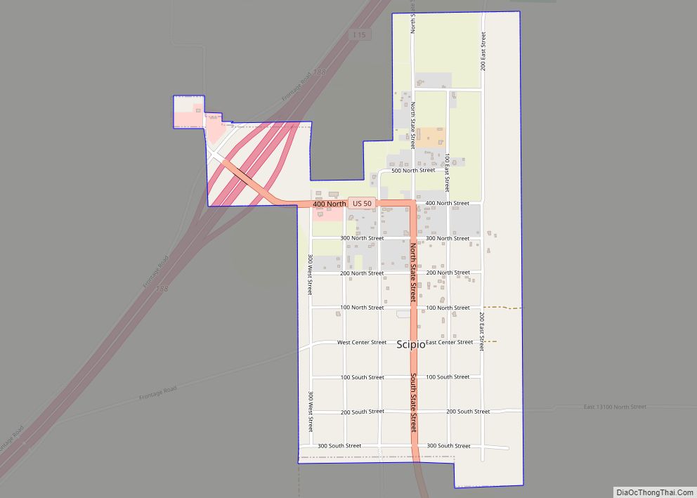 Map of Scipio town, Utah