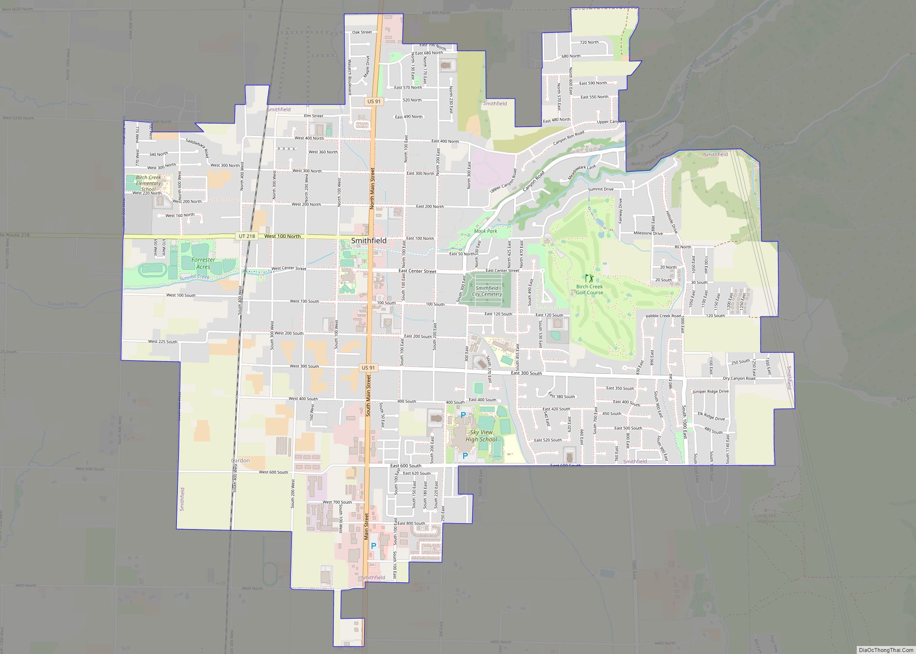 Map of Smithfield city, Utah