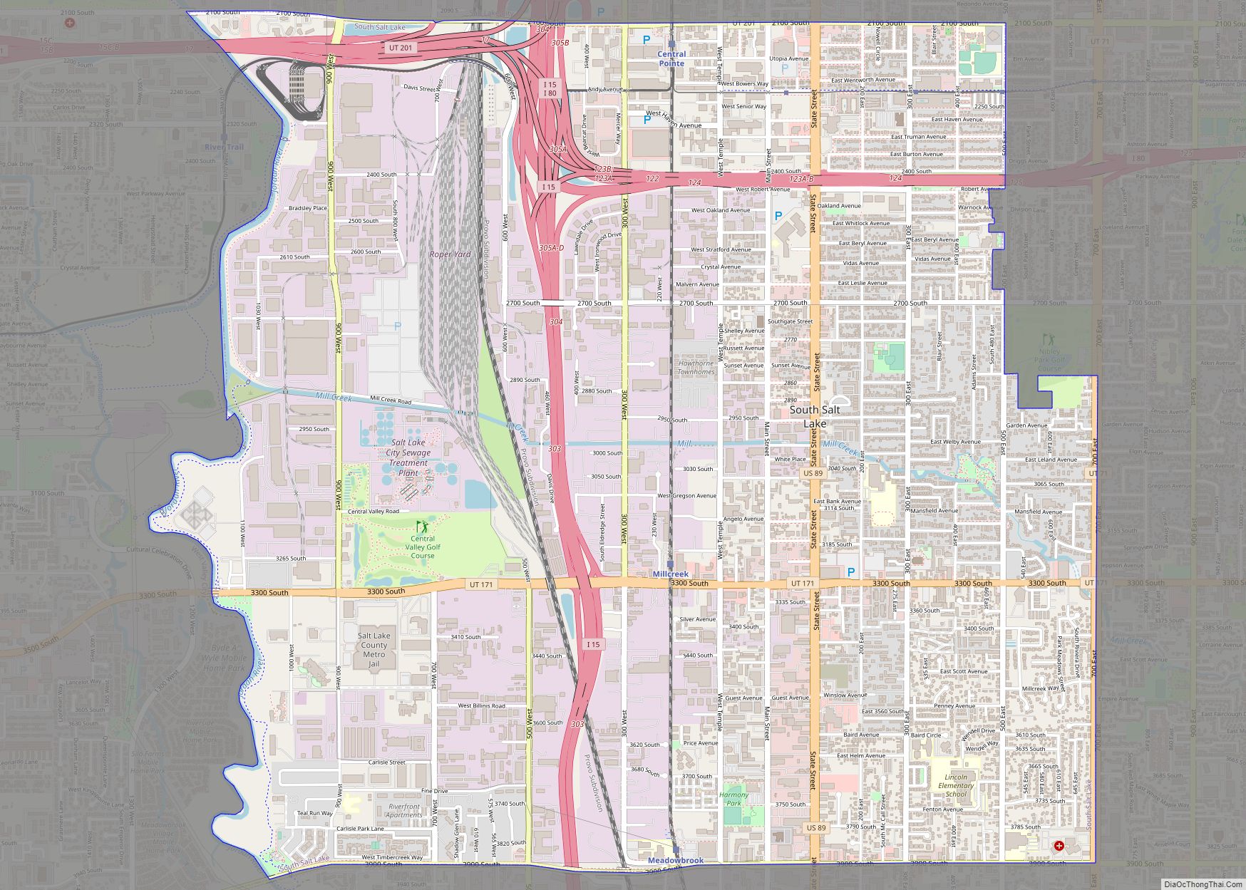 Map of South Salt Lake city