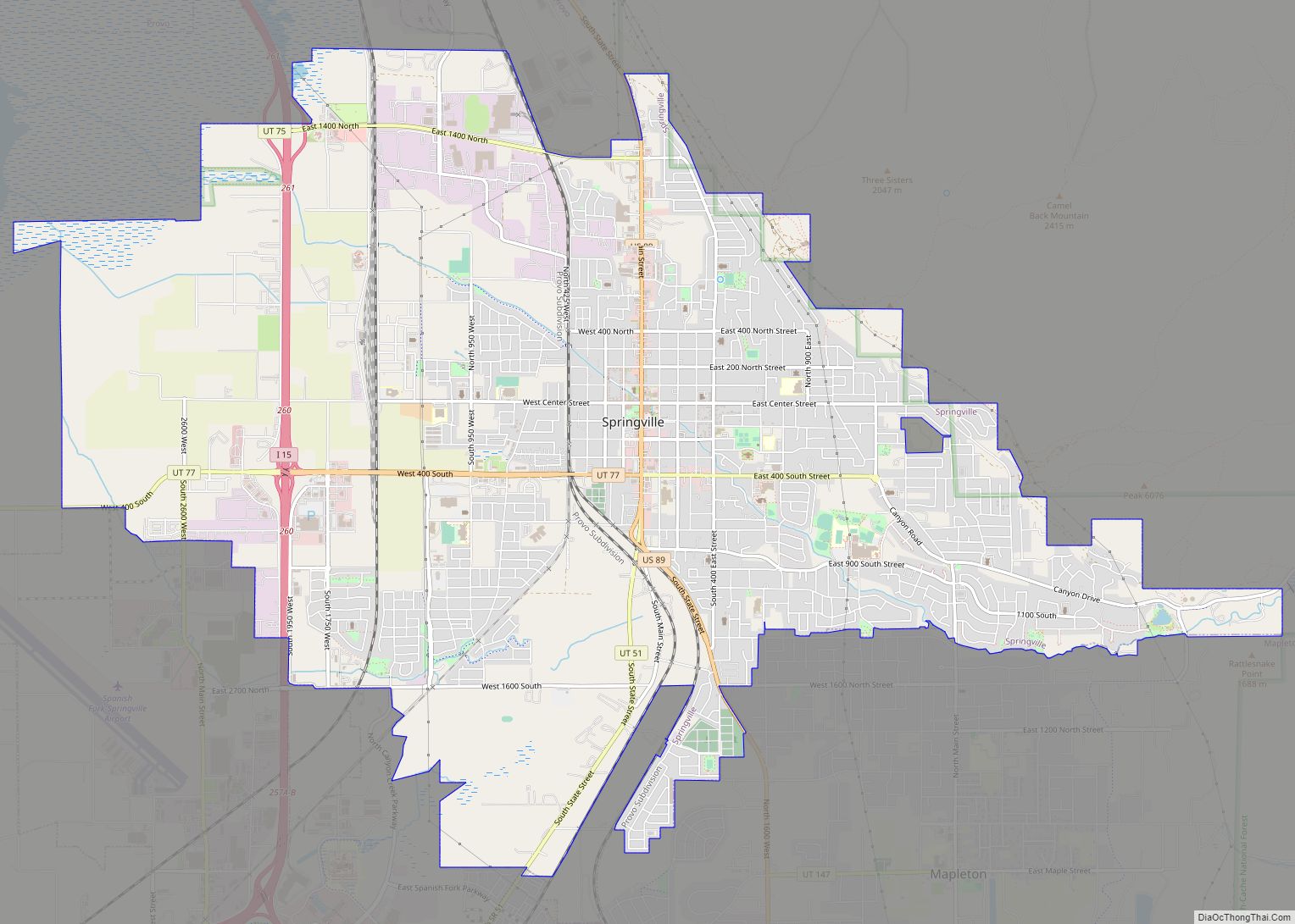 Map of Springville city, Utah