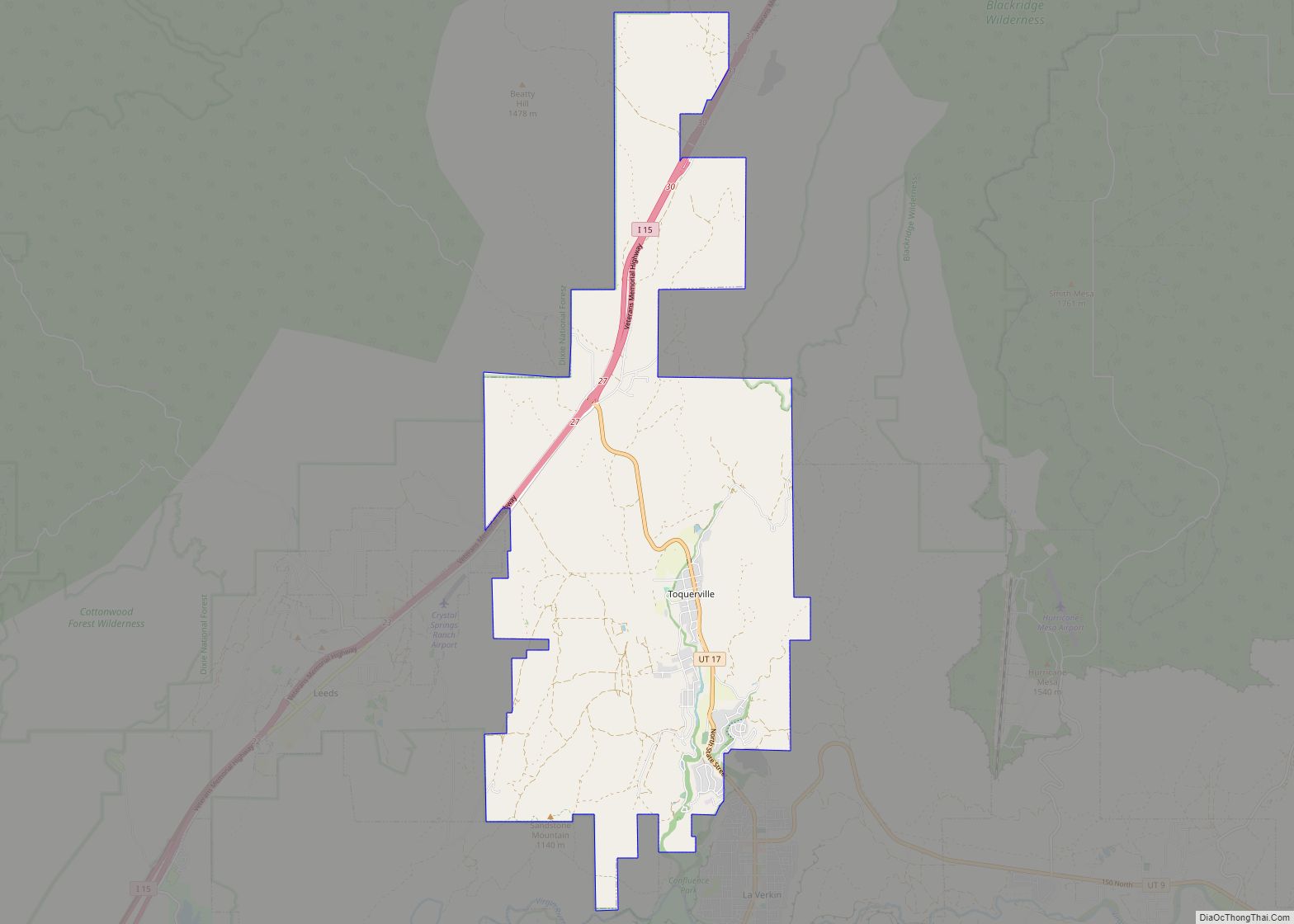 Map of Toquerville city