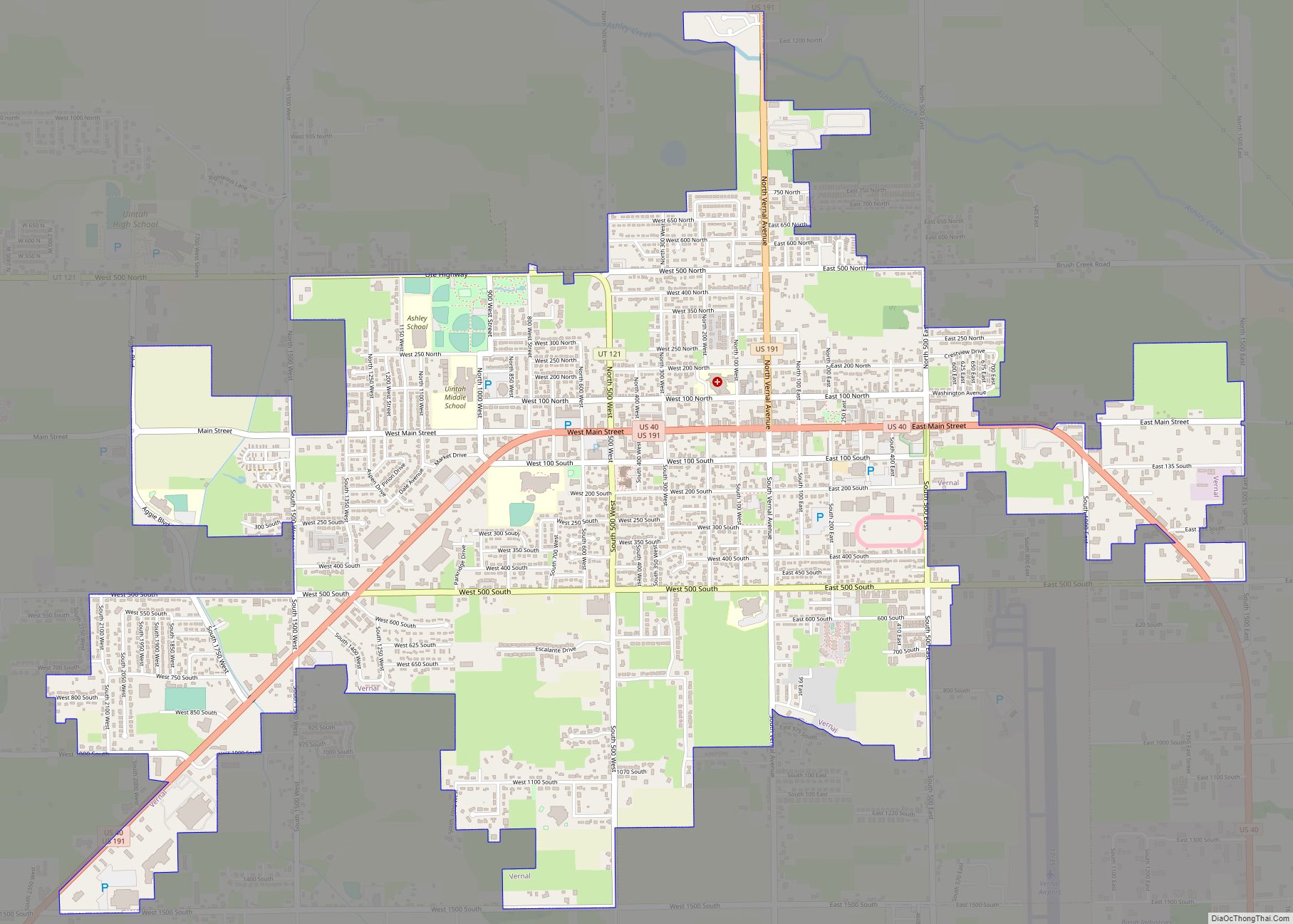 Map of Vernal city