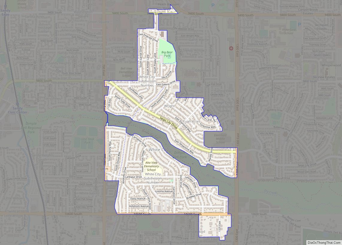 Map of White City metro township, Utah