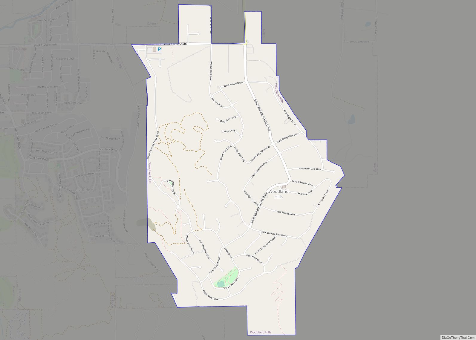Map of Woodland Hills city, Utah