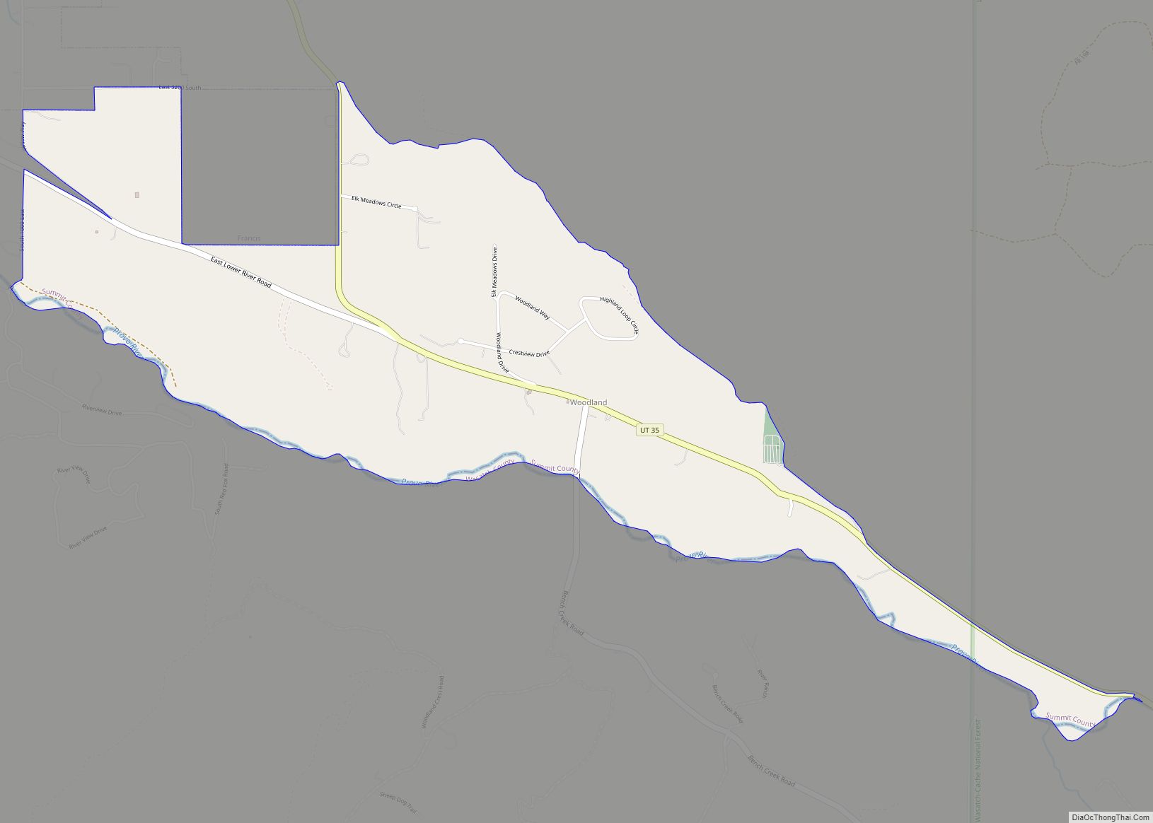Map of Woodland CDP, Utah
