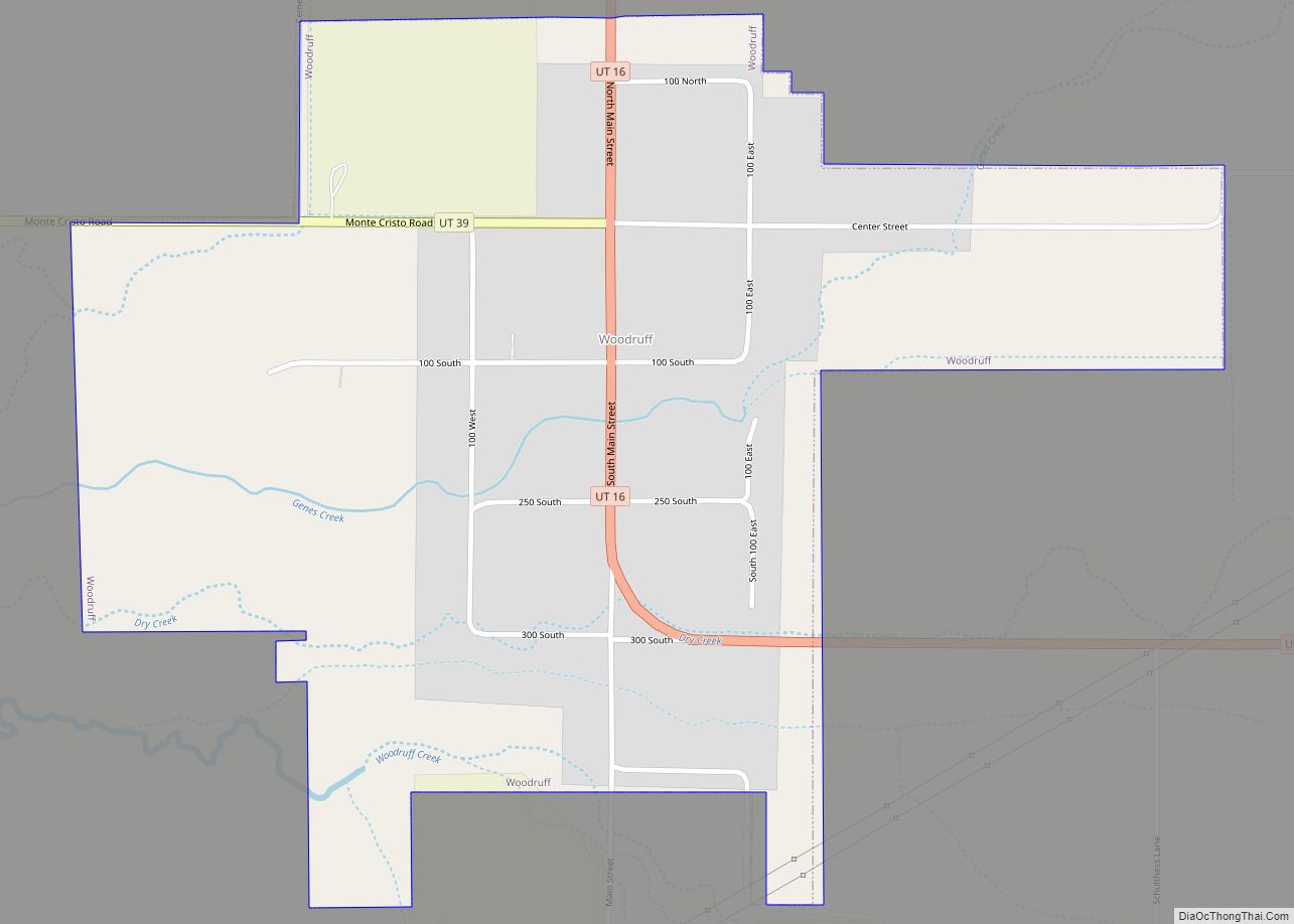 Map of Woodruff town, Utah