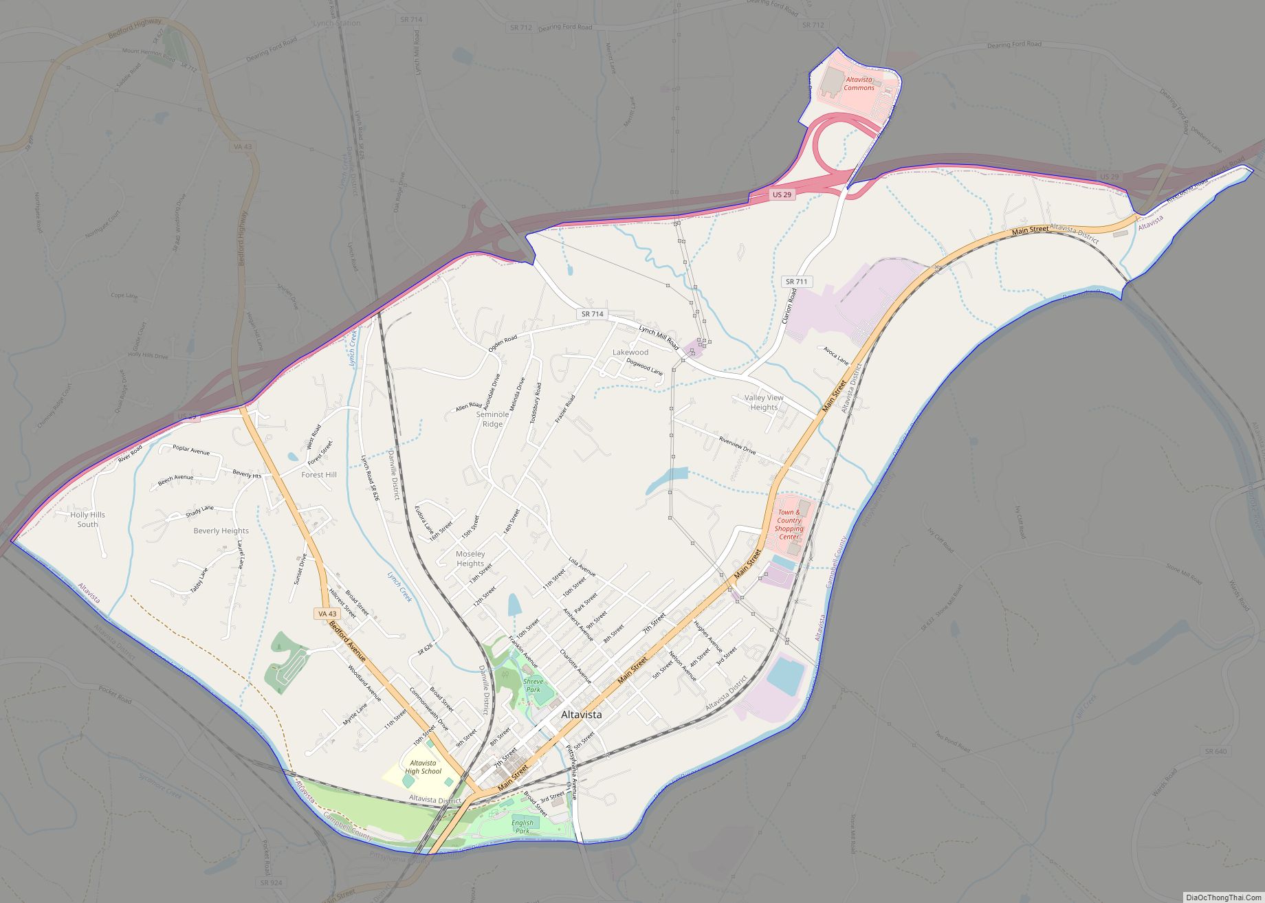 Map of Altavista town