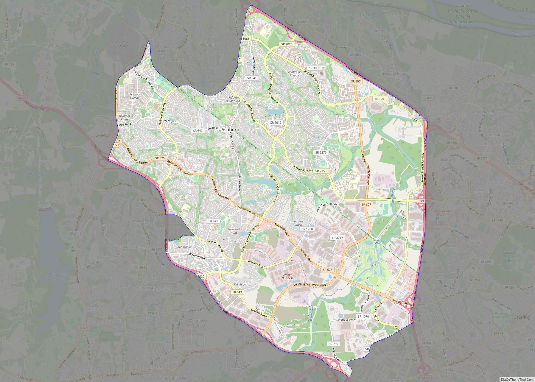 Map of Ashburn CDP, Virginia