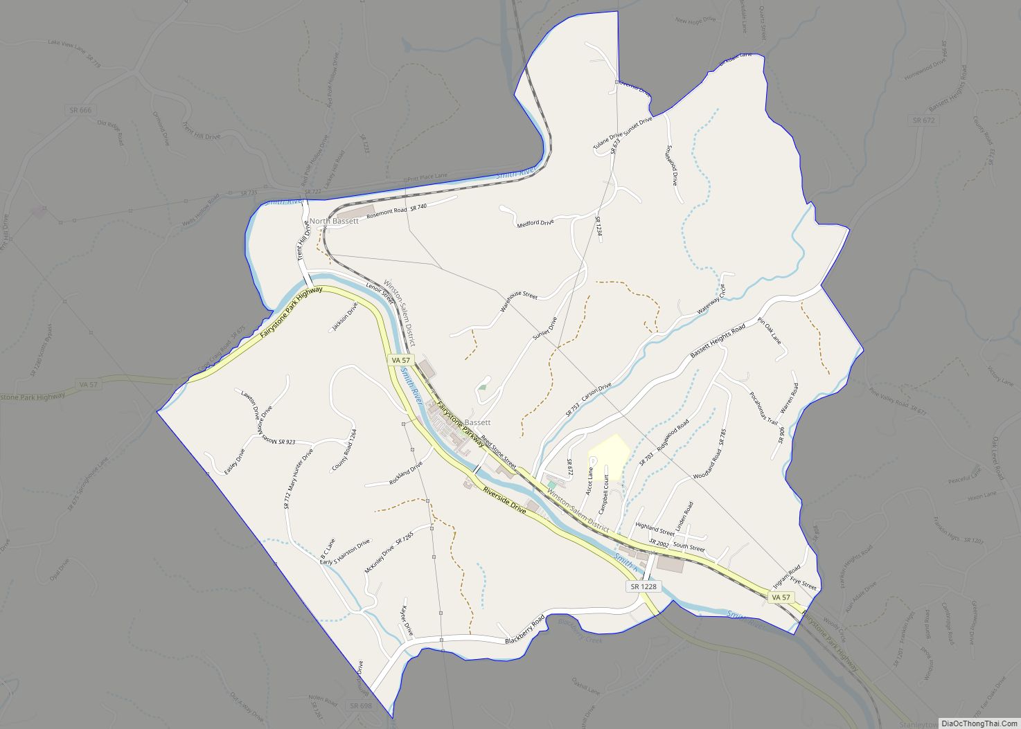 Map of Bassett CDP, Virginia