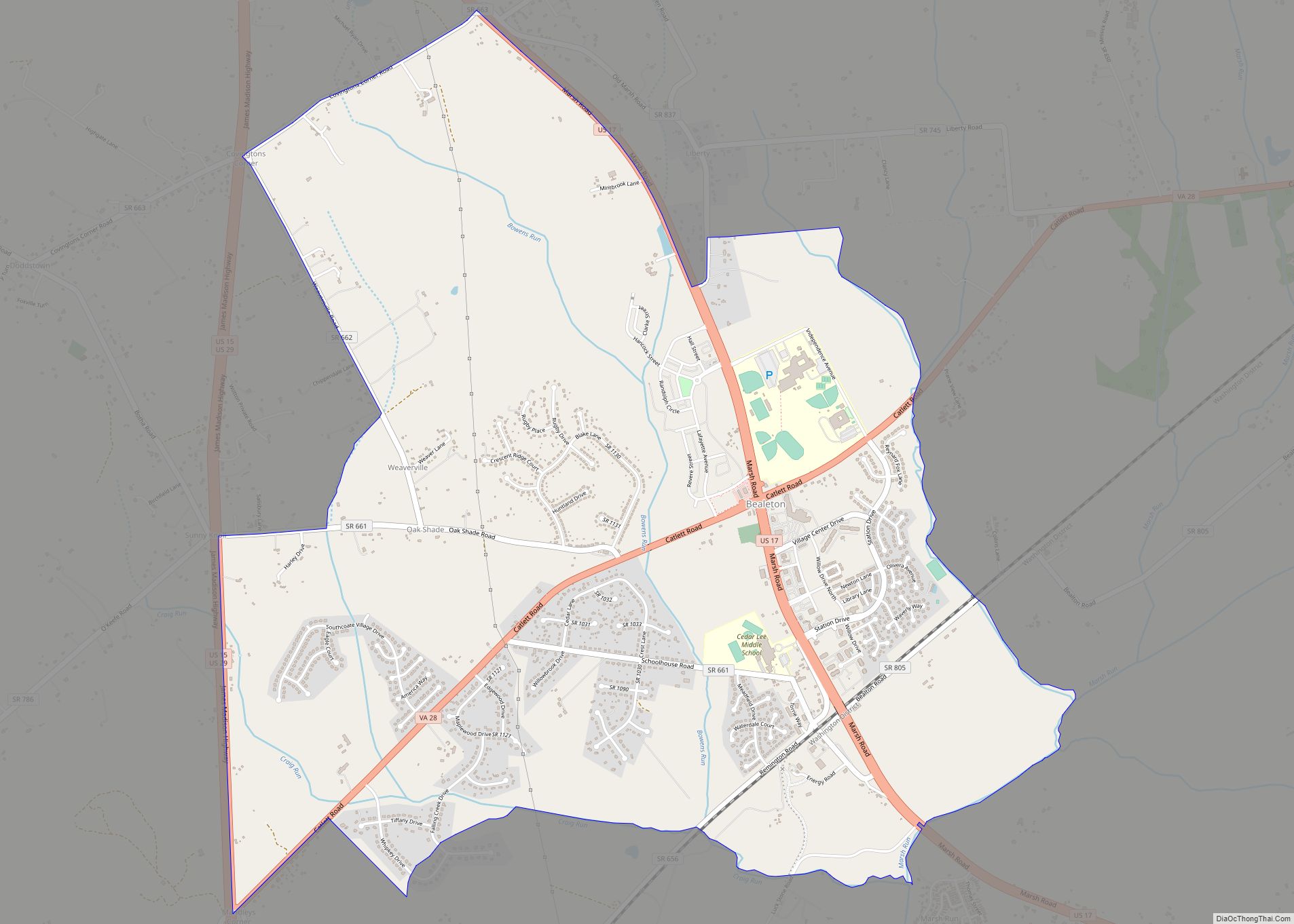 Map of Bealeton CDP
