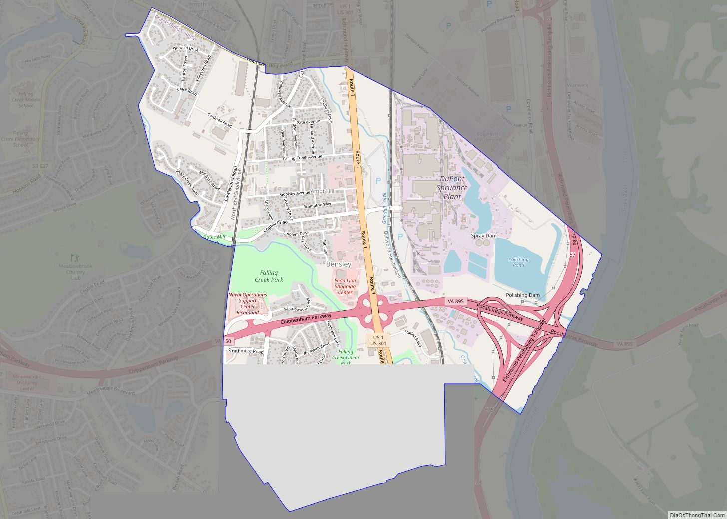 Map of Bensley CDP