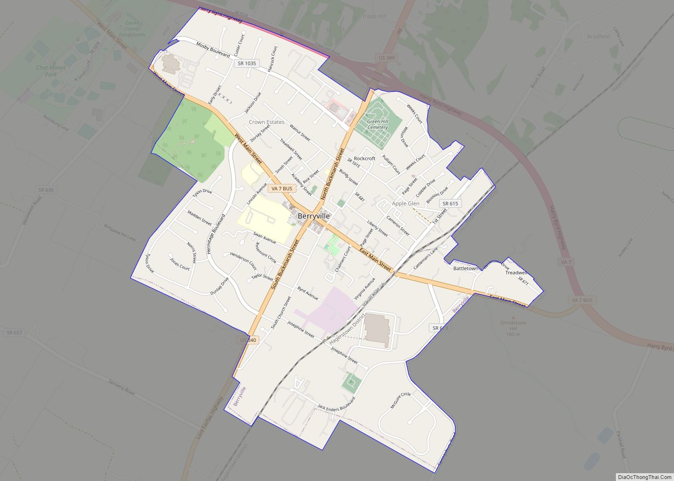 Map of Berryville town, Virginia