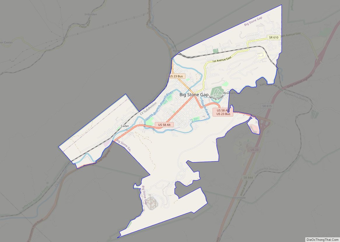 Map of Big Stone Gap town