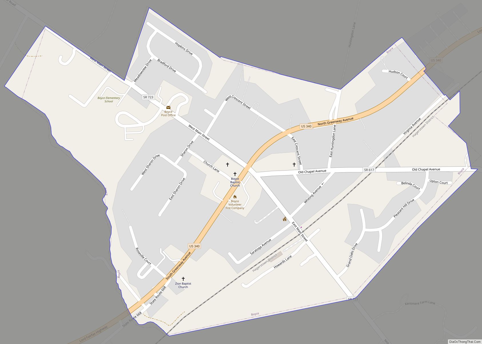 Map of Boyce town, Virginia