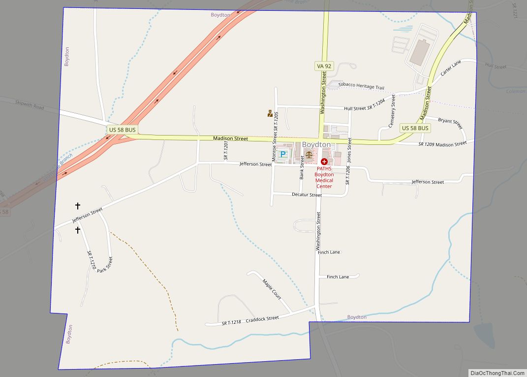 Map of Boydton town
