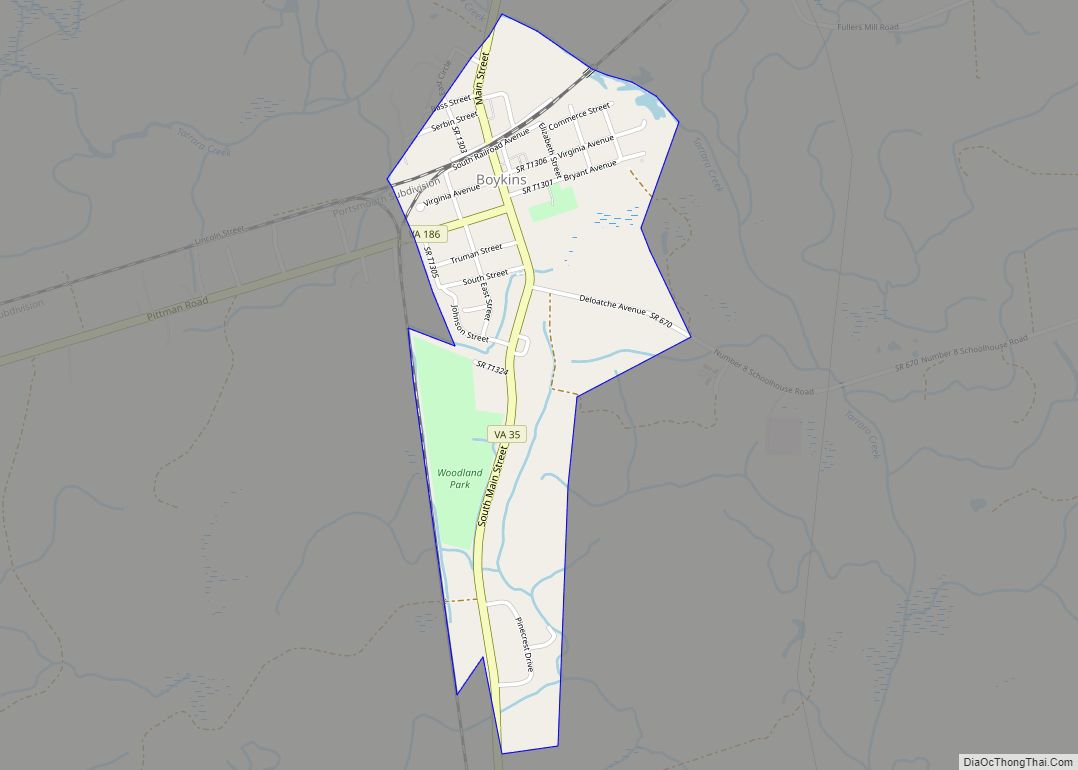 Map of Boykins town