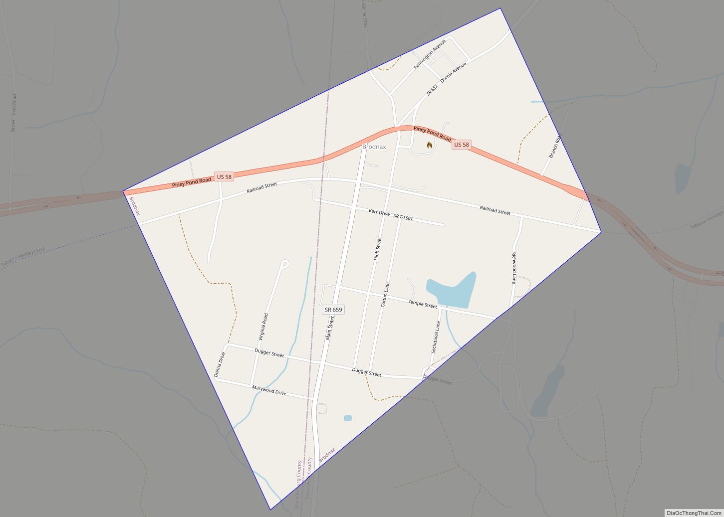 Map of Brodnax town
