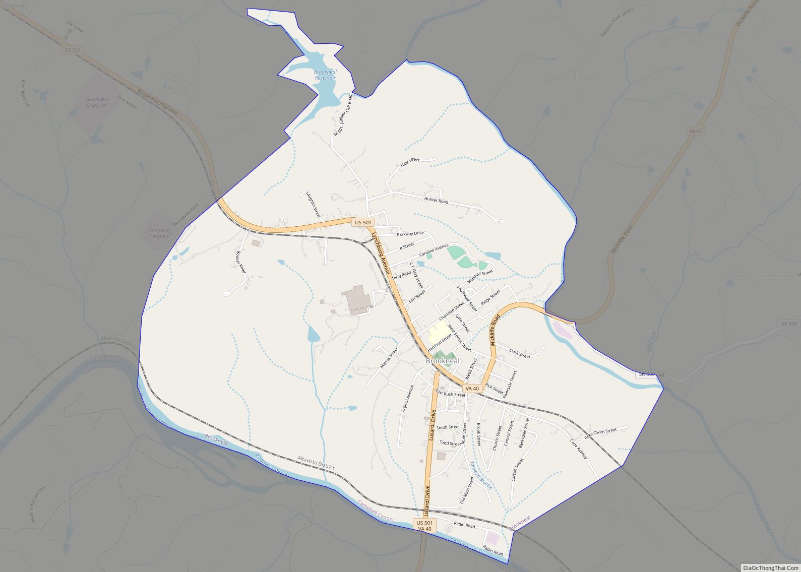 Map of Brookneal town