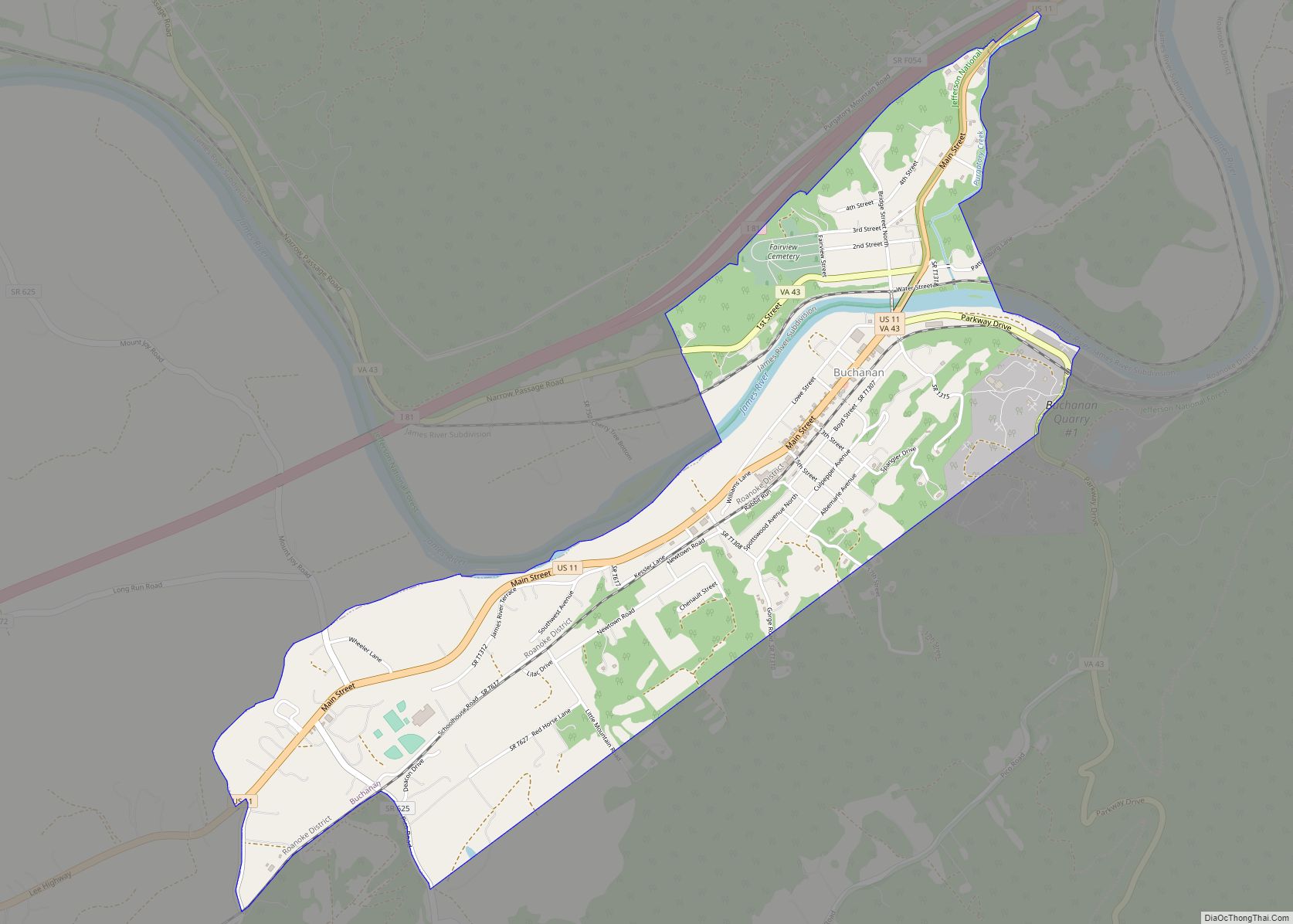 Map of Buchanan town, Virginia