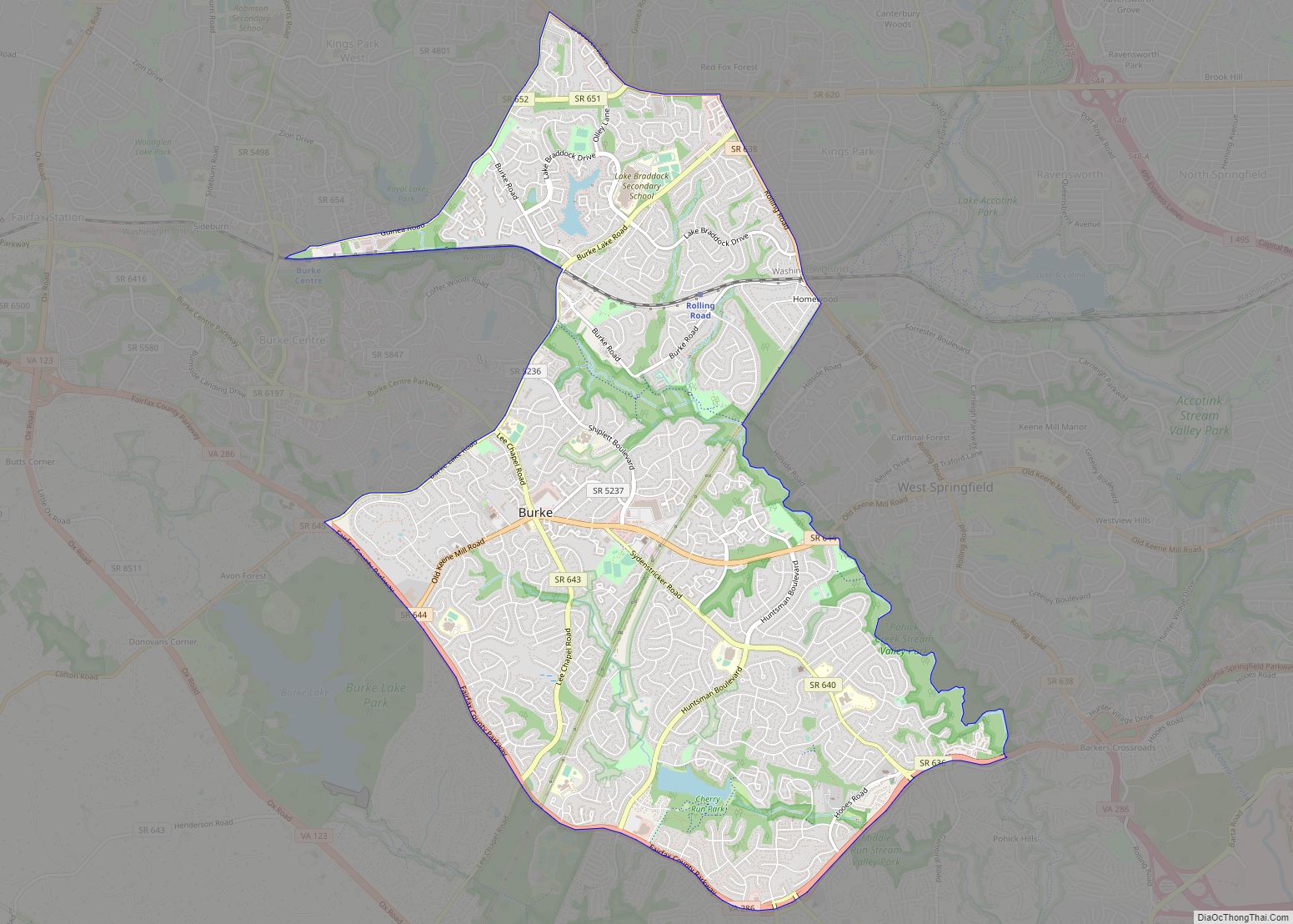 Map of Burke CDP, Virginia