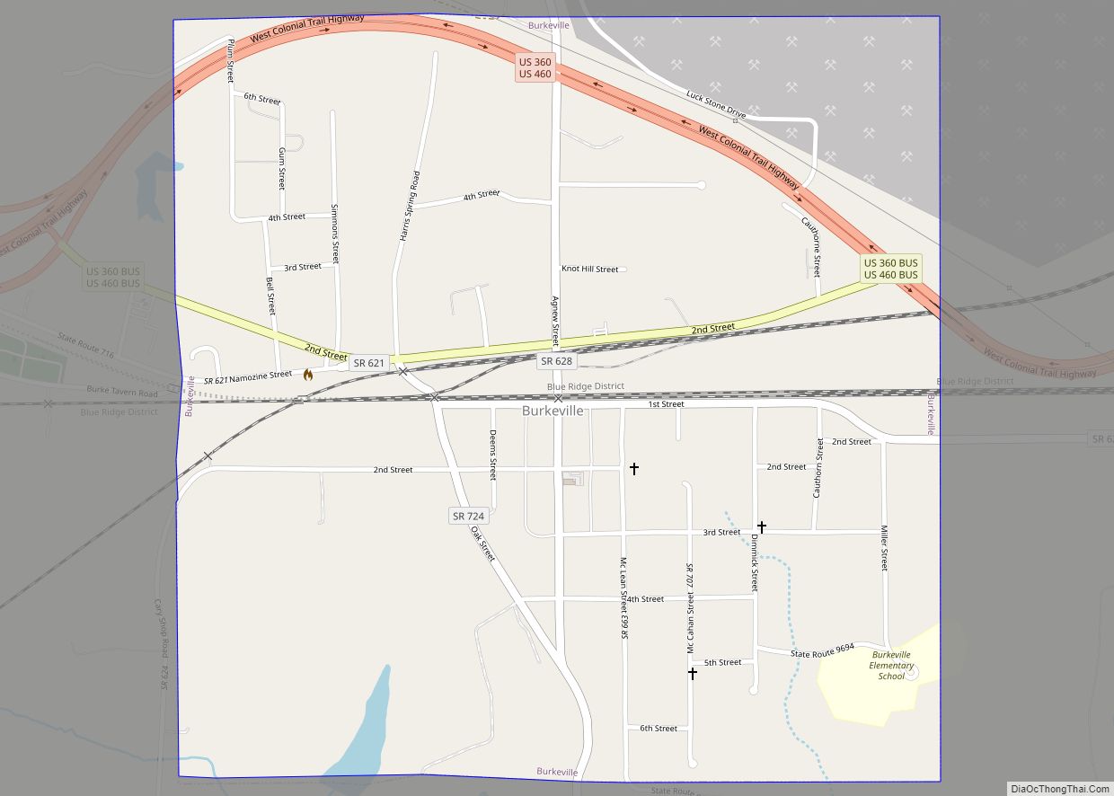 Map of Burkeville town