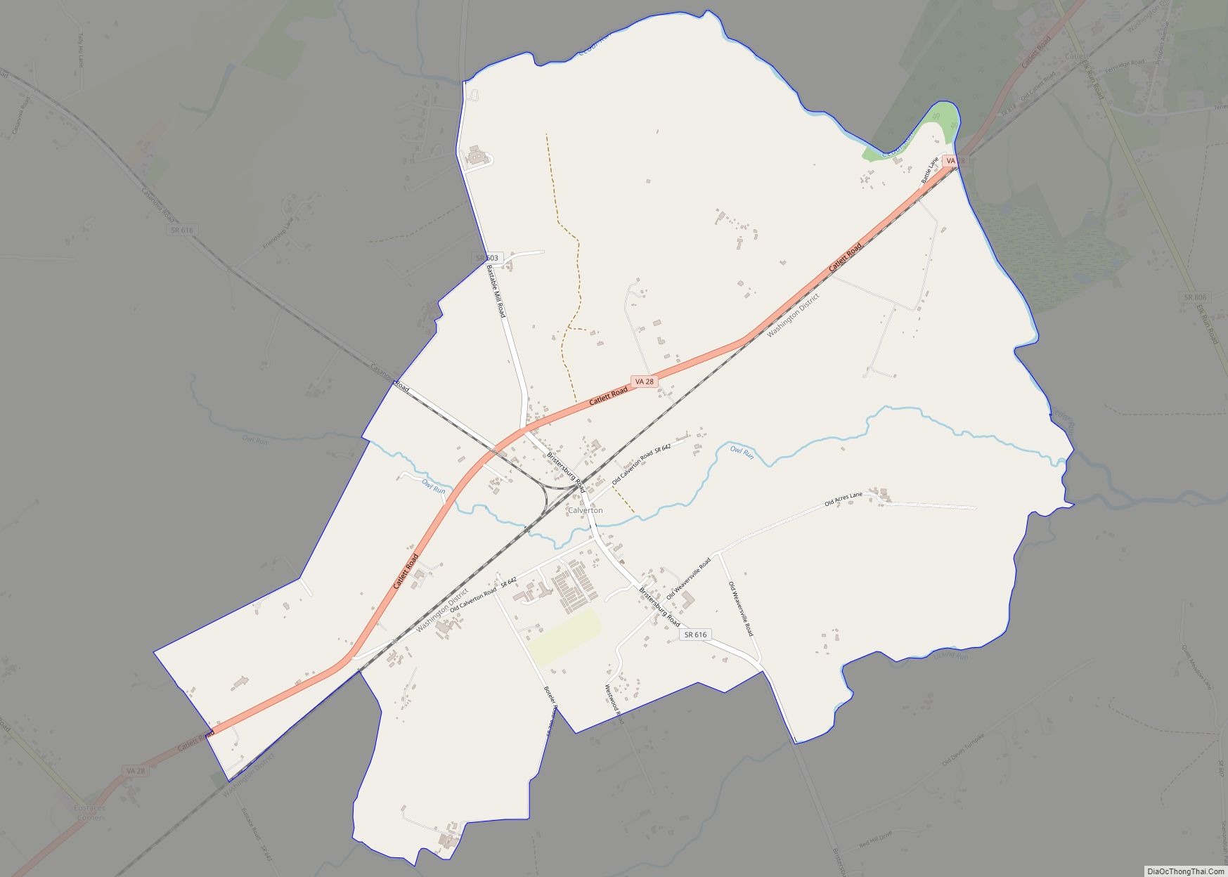 Map of Calverton CDP, Virginia