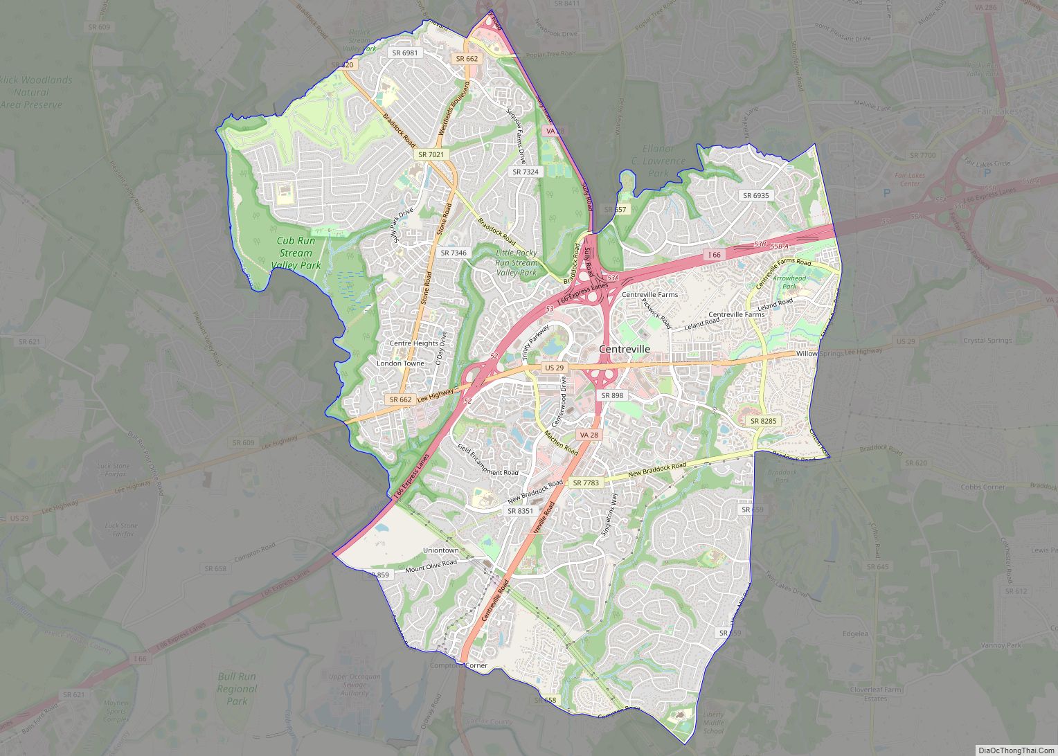 Map of Centreville CDP, Virginia
