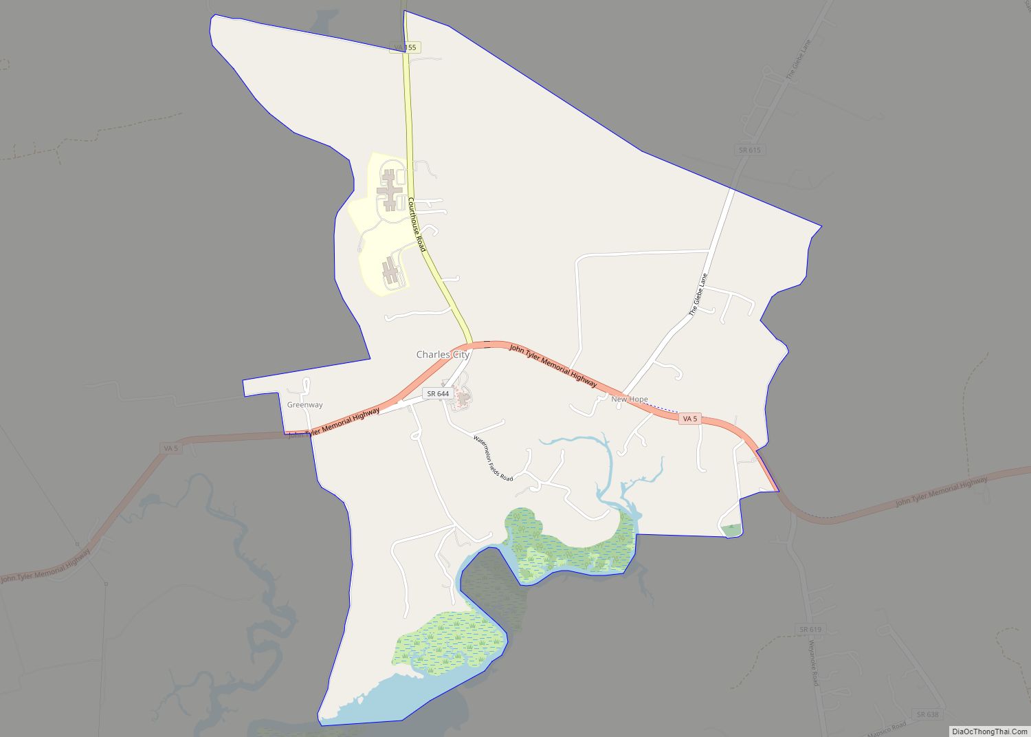 Map of Charles City CDP, Virginia
