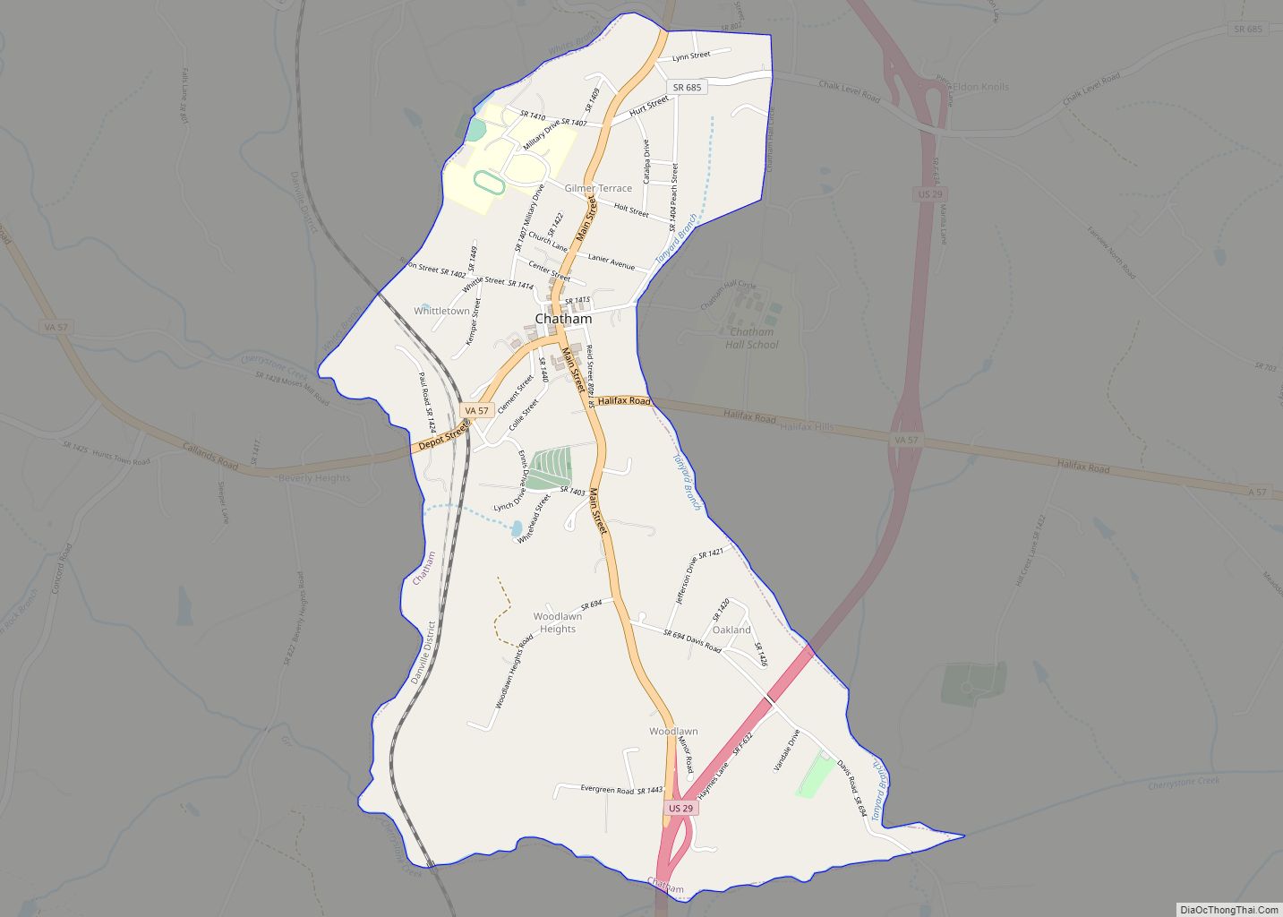 Map of Chatham town, Virginia