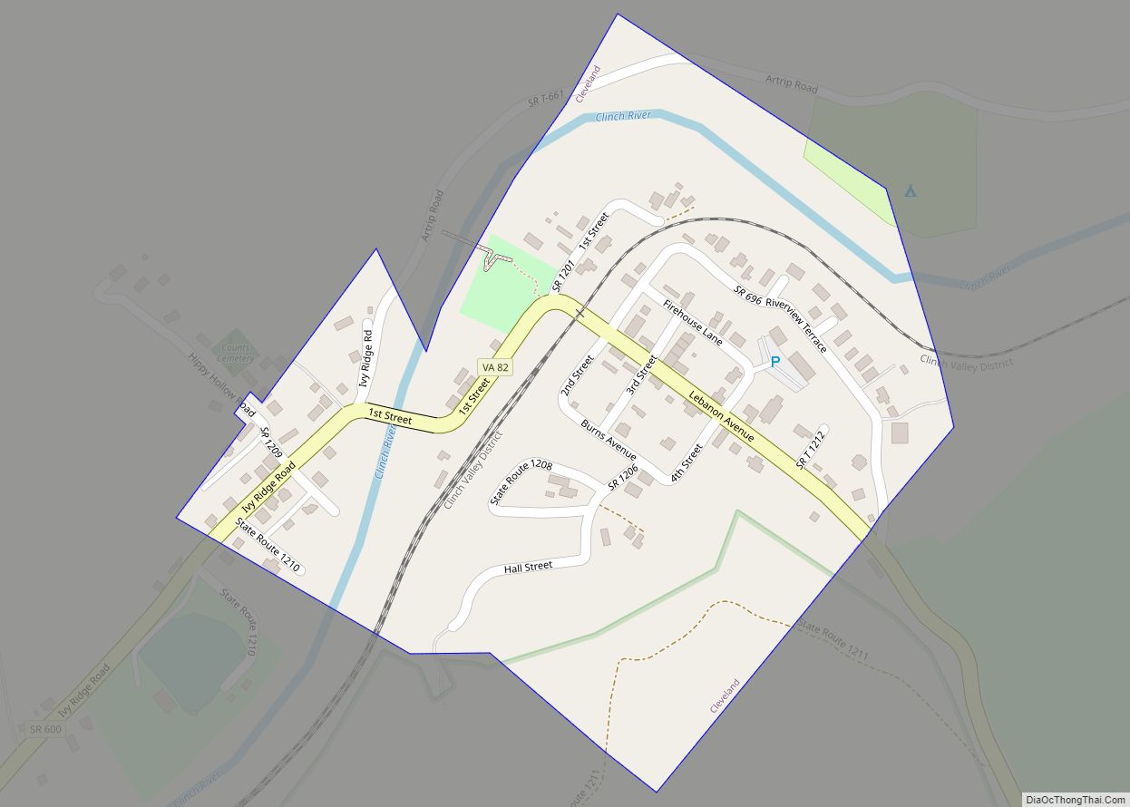 Map of Cleveland town, Virginia