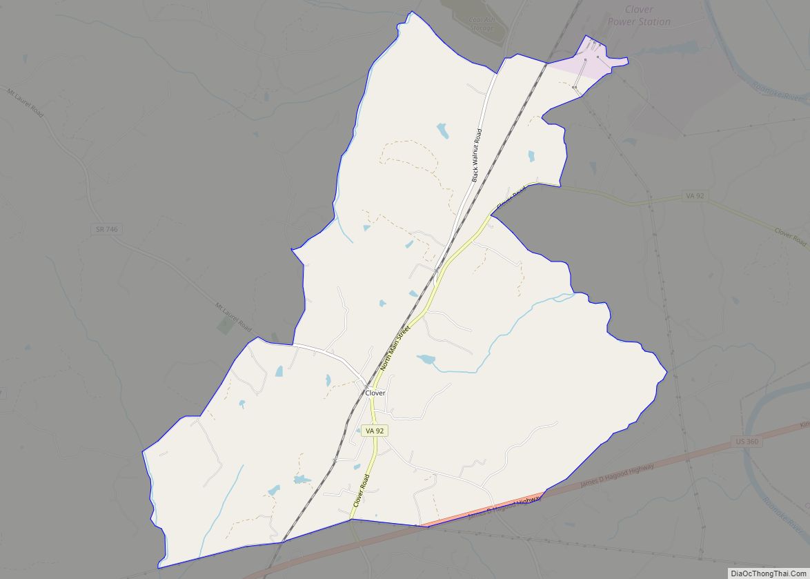 Map of Clover CDP, Virginia