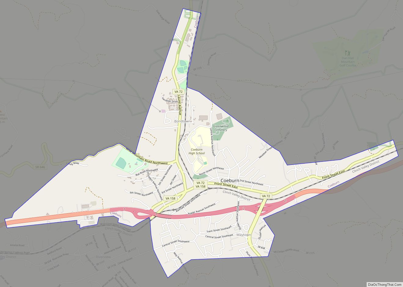Map of Coeburn town