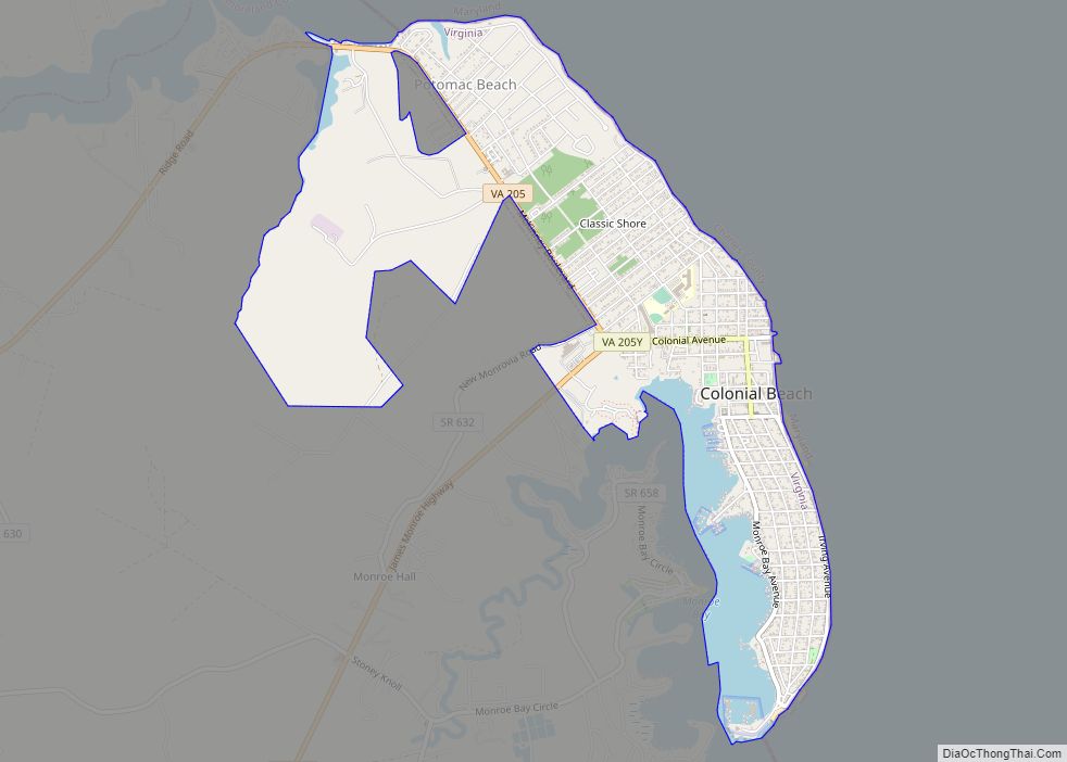 Map of Colonial Beach town