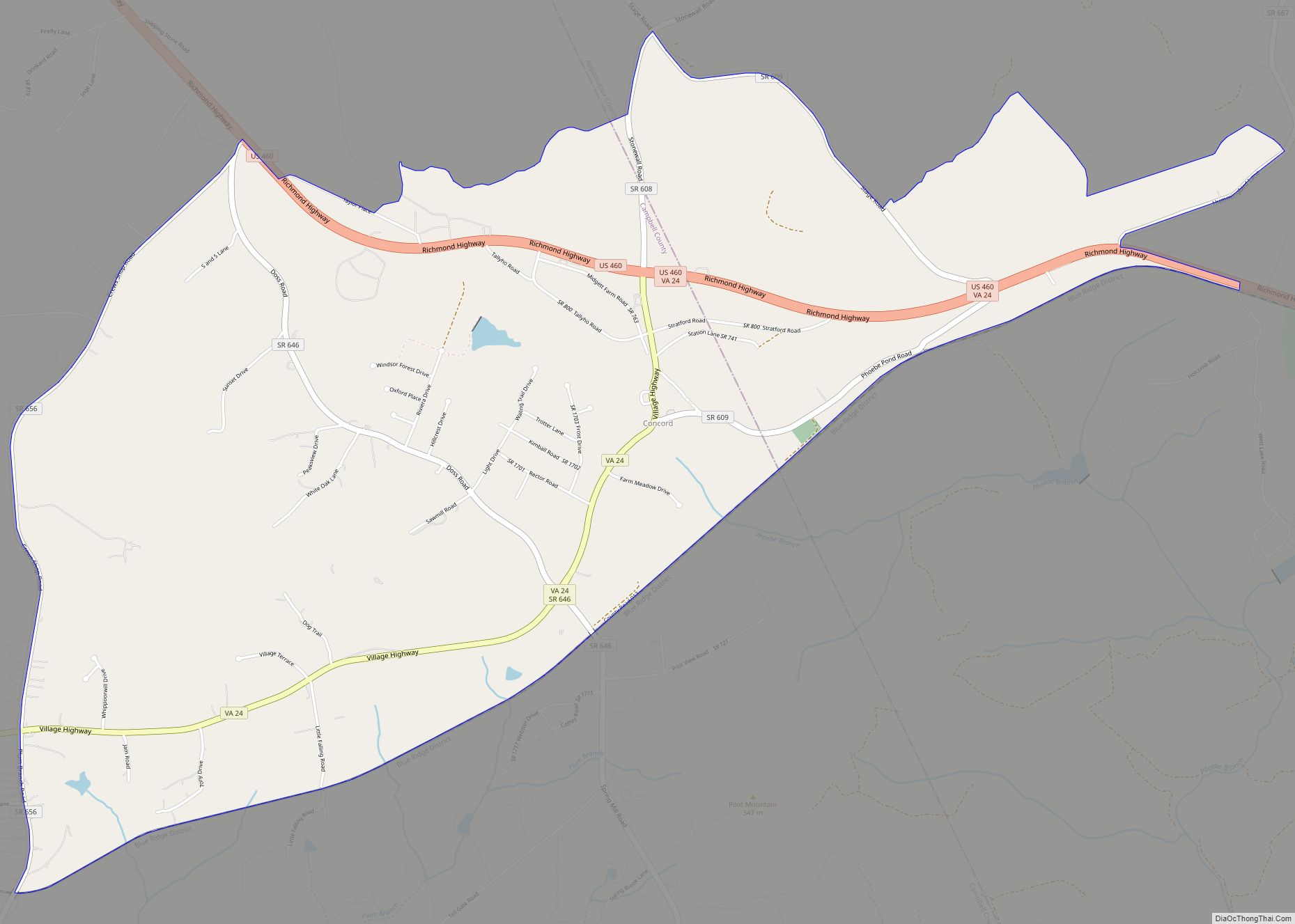Map of Concord CDP, Virginia