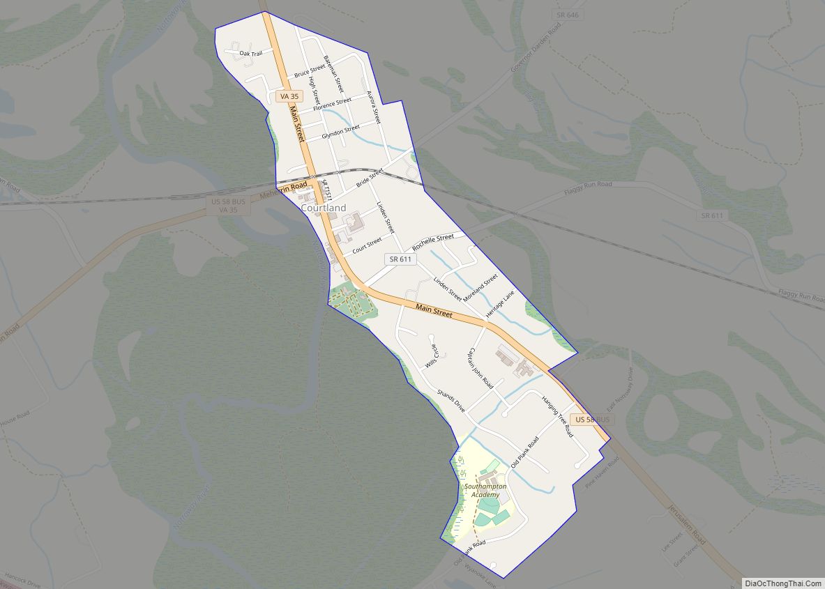 Map of Courtland town, Virginia
