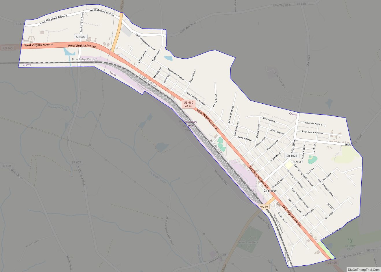 Map of Crewe town