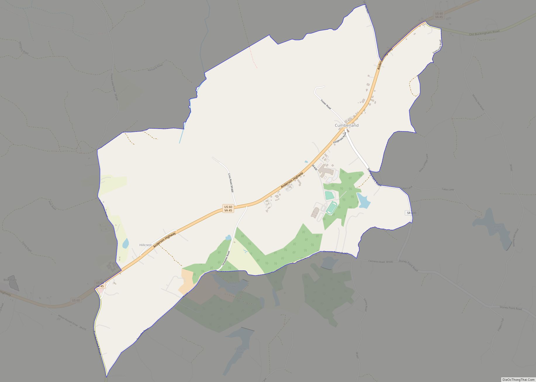 Map of Cumberland CDP, Virginia